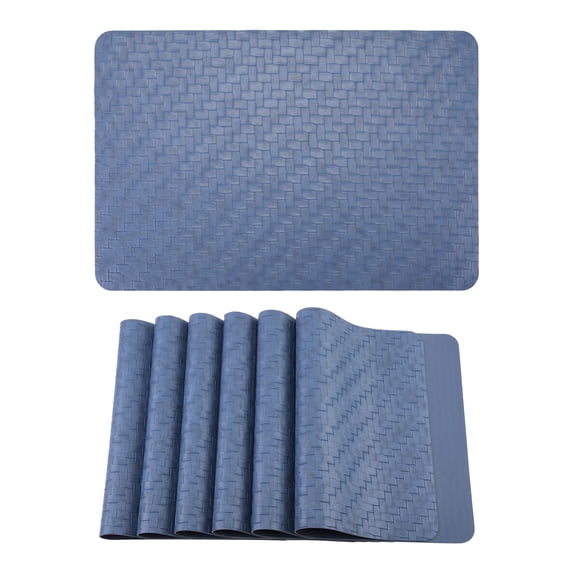Unique Bargains 6Pcs Faux Leather Rectangle Placemats Khaki 17.7x11.8inch