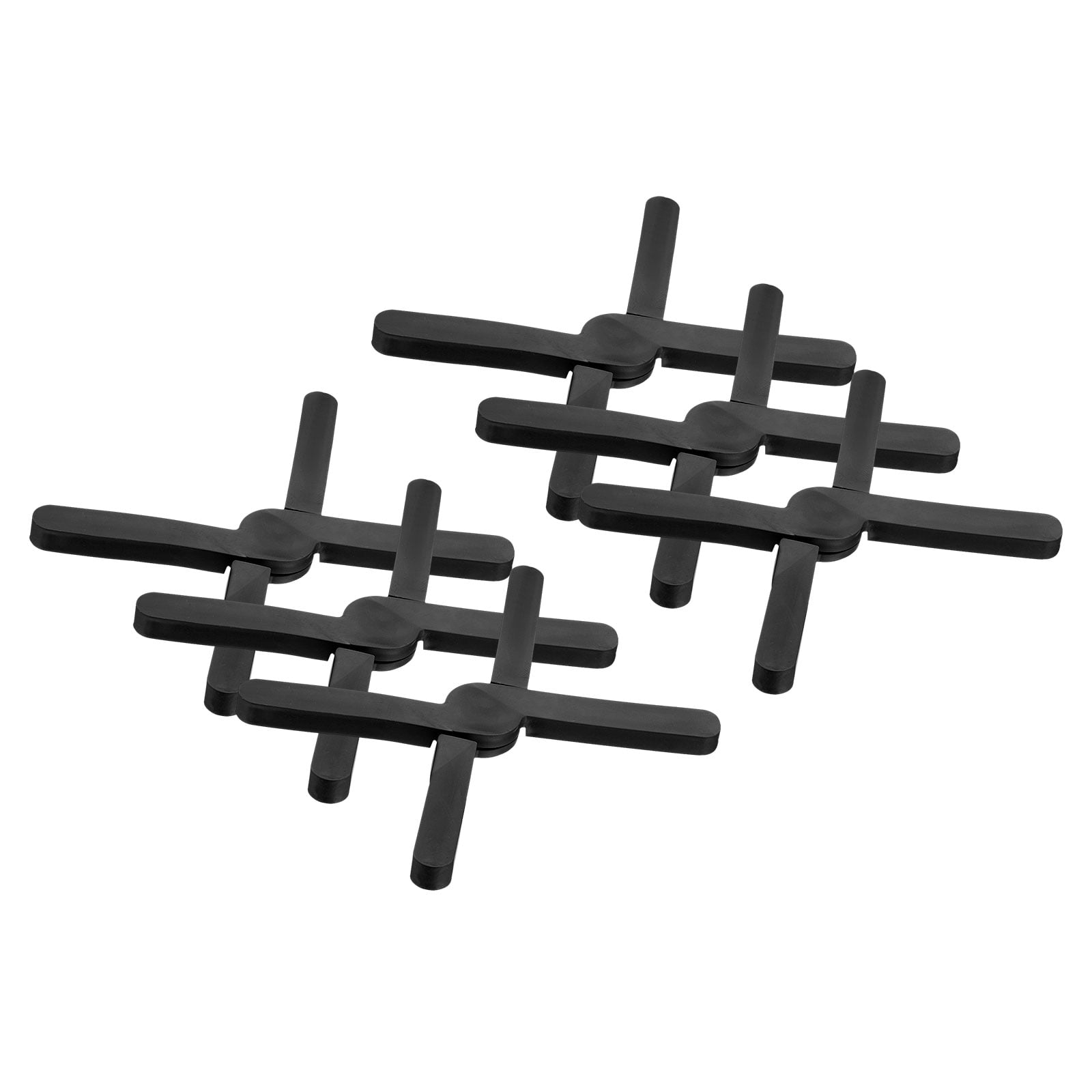 Unique Bargains 6Pcs Foldable Silicone Heat-Resistant Pad Trivet Mats Black