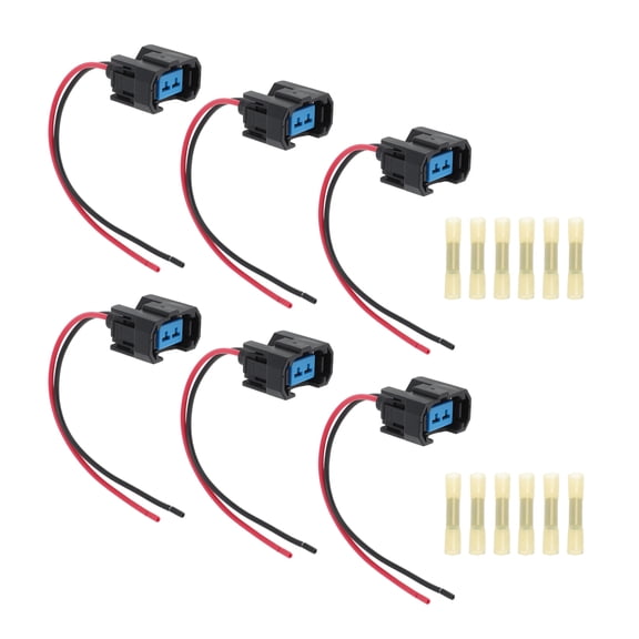 Unique Bargains 6Pcs Fuel Injector Wiring Harness for Honda for Acura for Saturn for Chevy Fuel Injector Connector Plug Pigtai w/ Terminal Block No.89046626A/FJ339/06164P8EA00