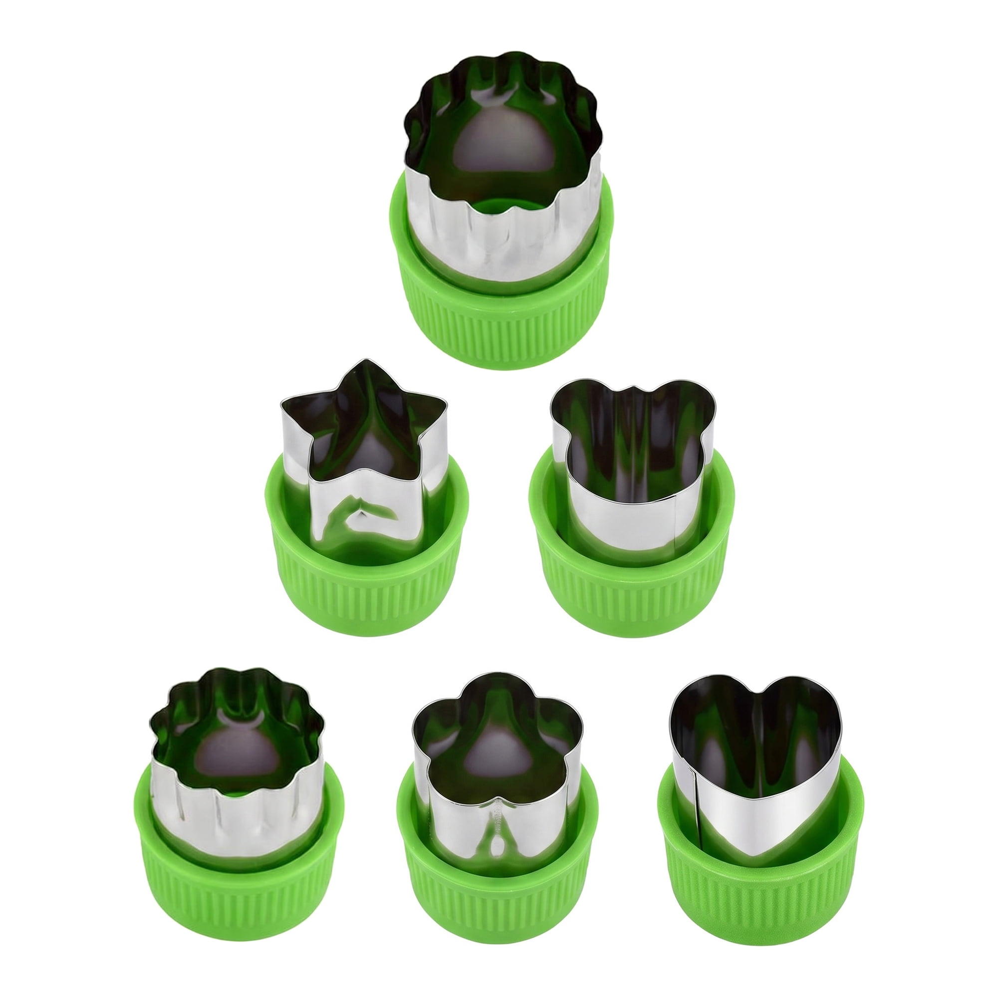 Unique Bargains 6Pcs Handheld Metal Biscuit Cutter Set with Handle Green-1