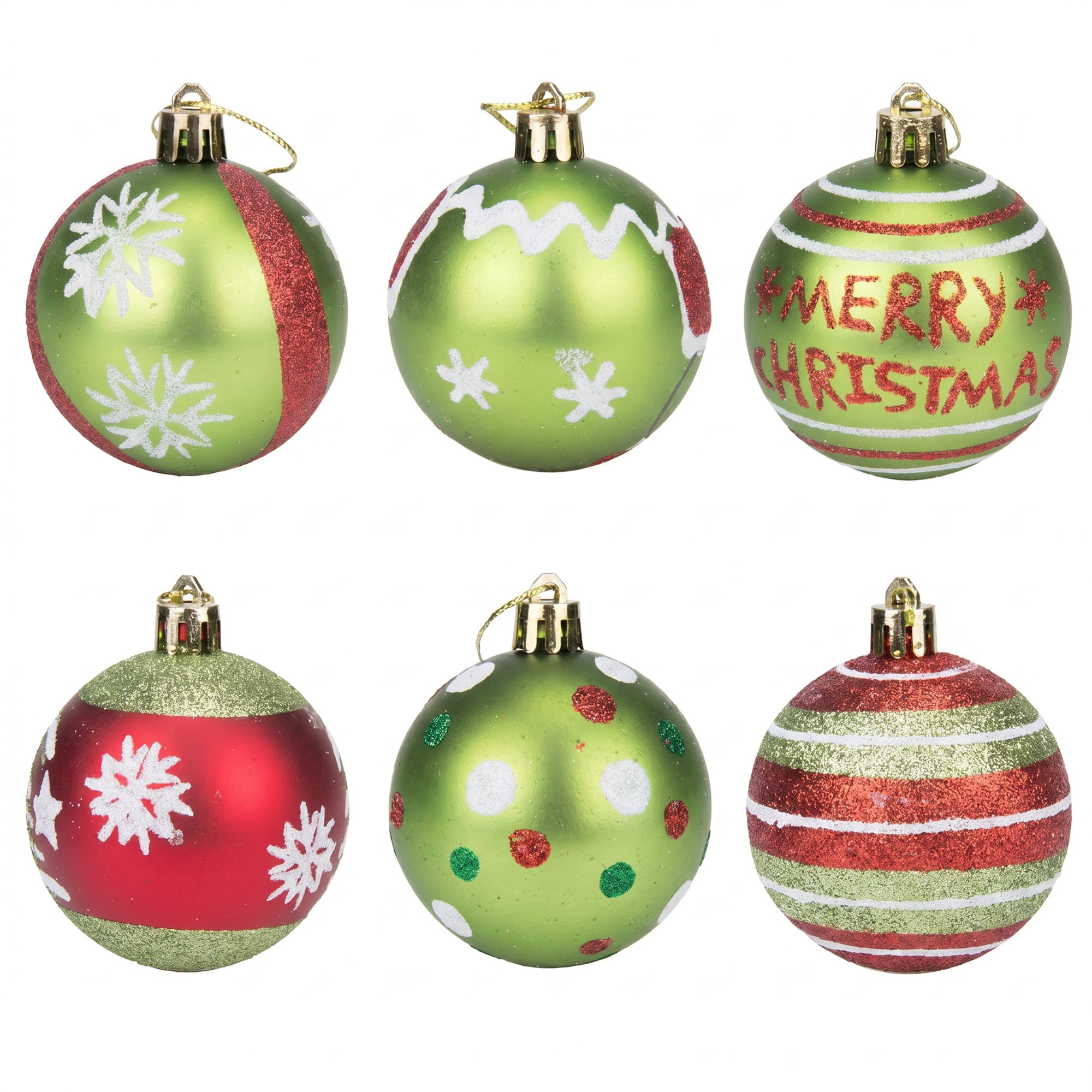 Unique Bargains 6Pcs Handpainted Christmas Painted Sphere Tree Ornaments Green 2.4"
