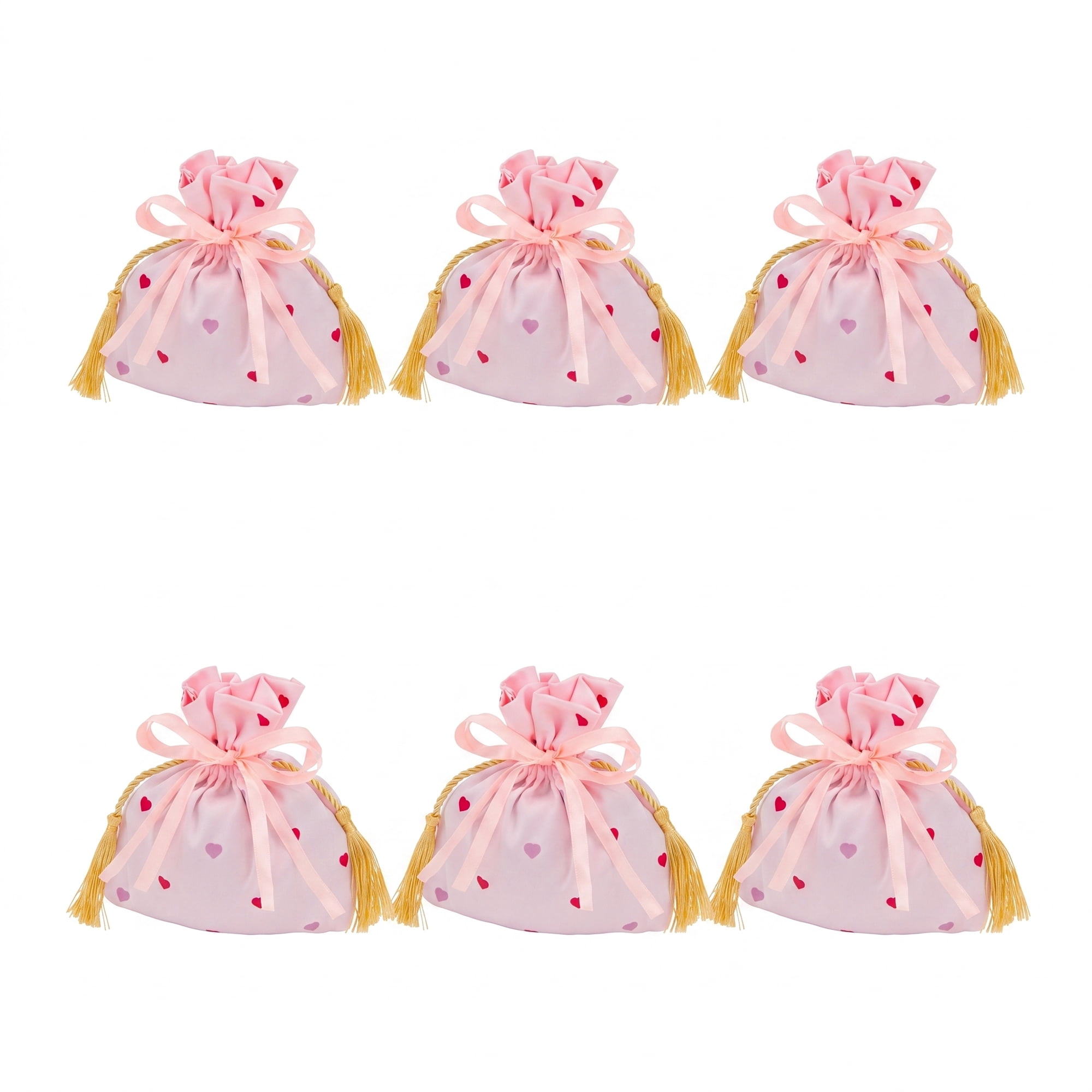 Unique Bargains 6Pcs Luxurious Thick Velvet Gift Drawstring Bags Pink 5.9" x 1.2" x 5.9"