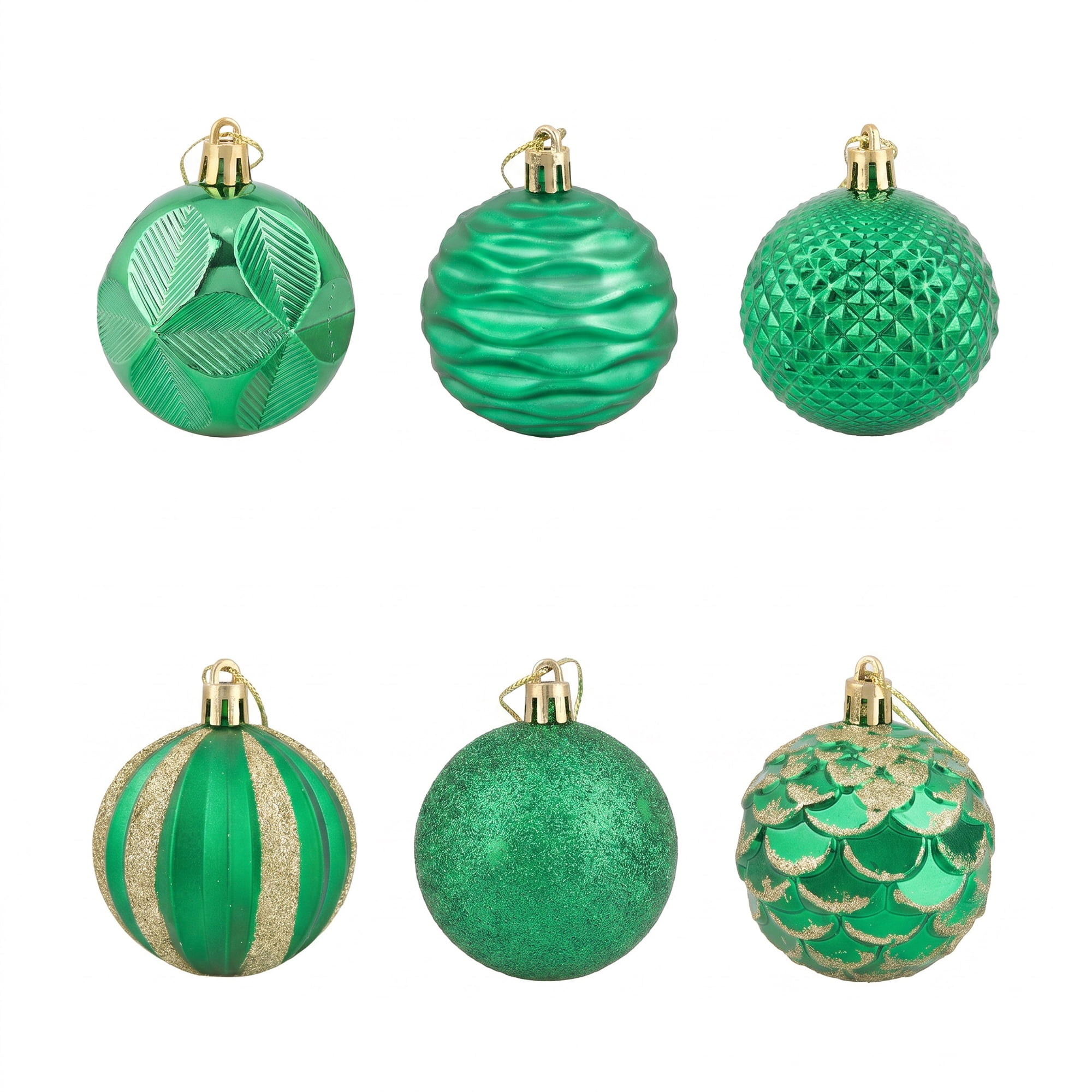 Unique Bargains 6Pcs Painted Electroplated Balls Shatterproof Ornaments Green 2.4"