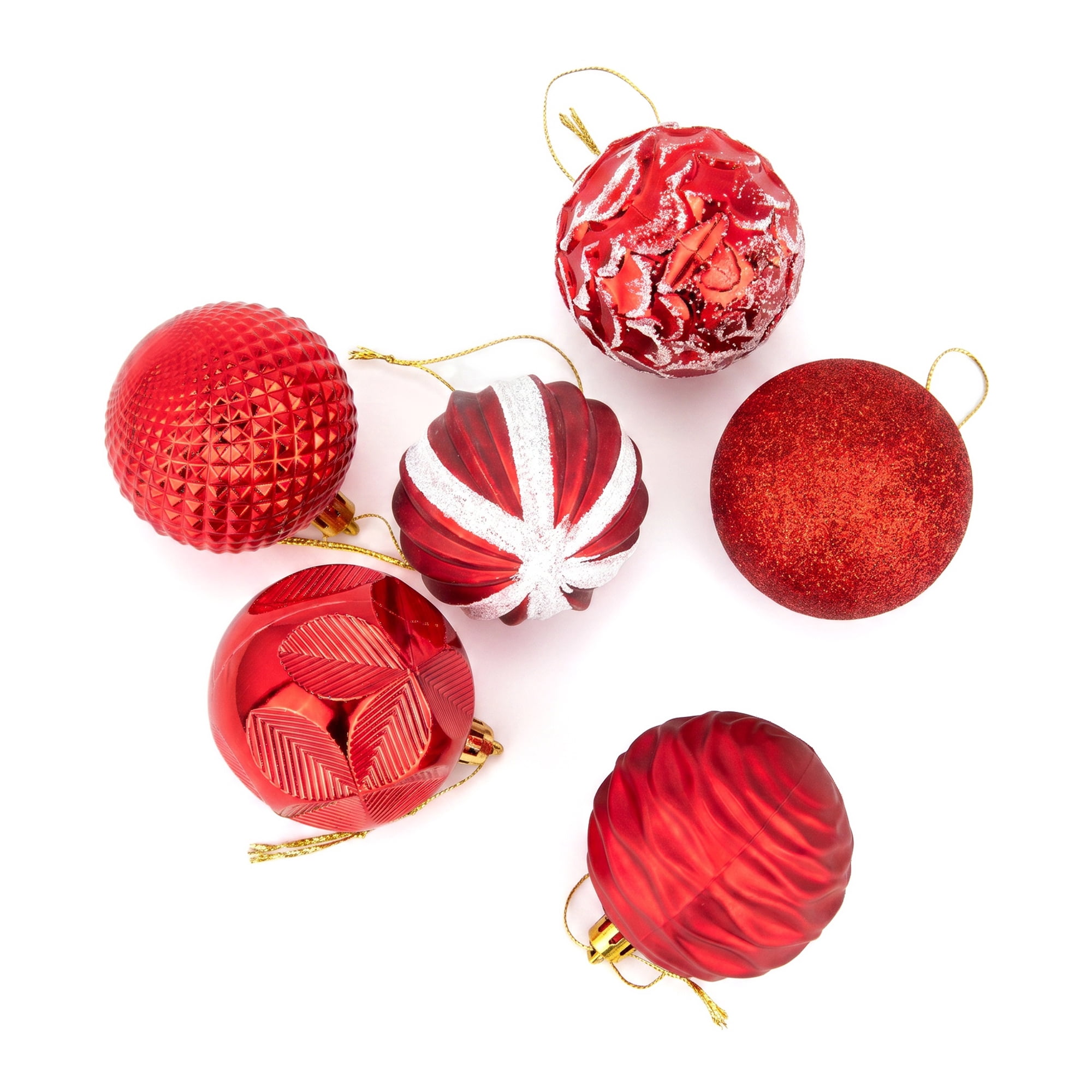 Unique Bargains 6Pcs Painted Electroplated Balls Shatterproof Ornaments Red 2.4"