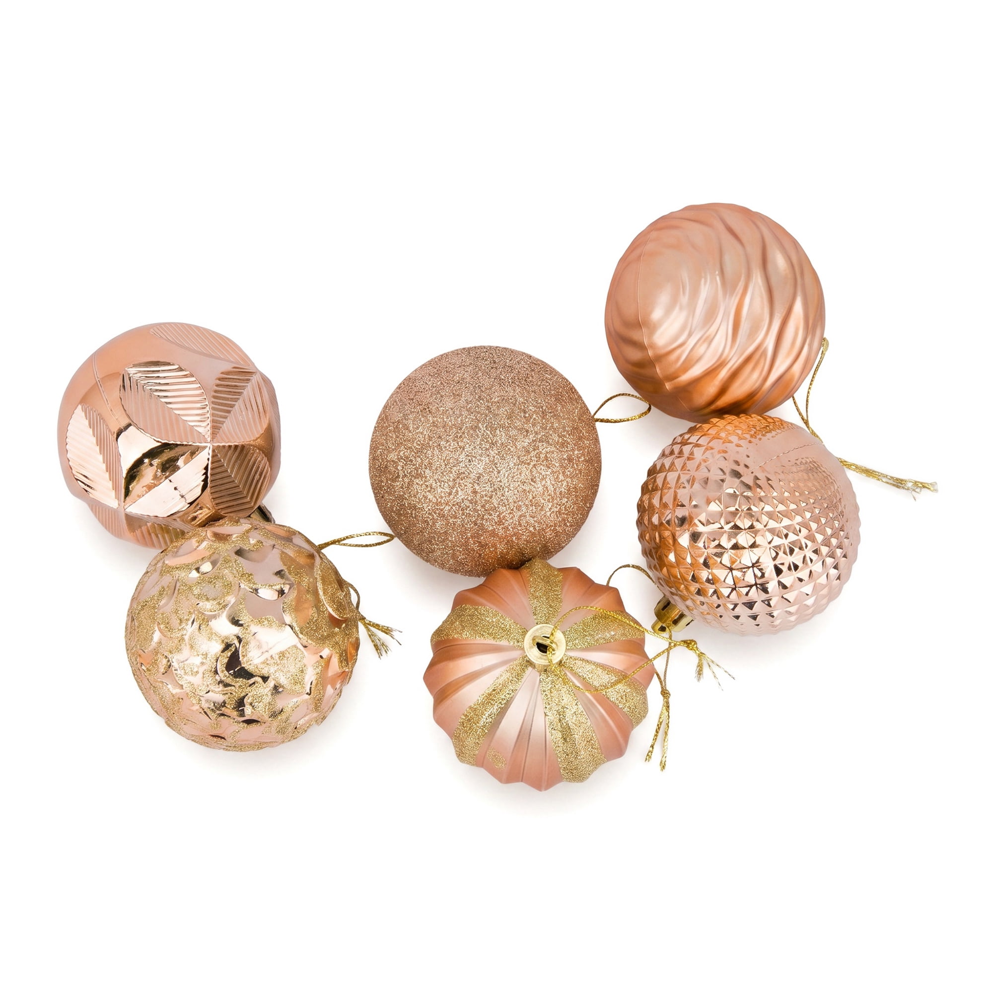 Unique Bargains 6Pcs Painted Electroplated Balls Shatterproof Ornaments Rose Gold 2.4"