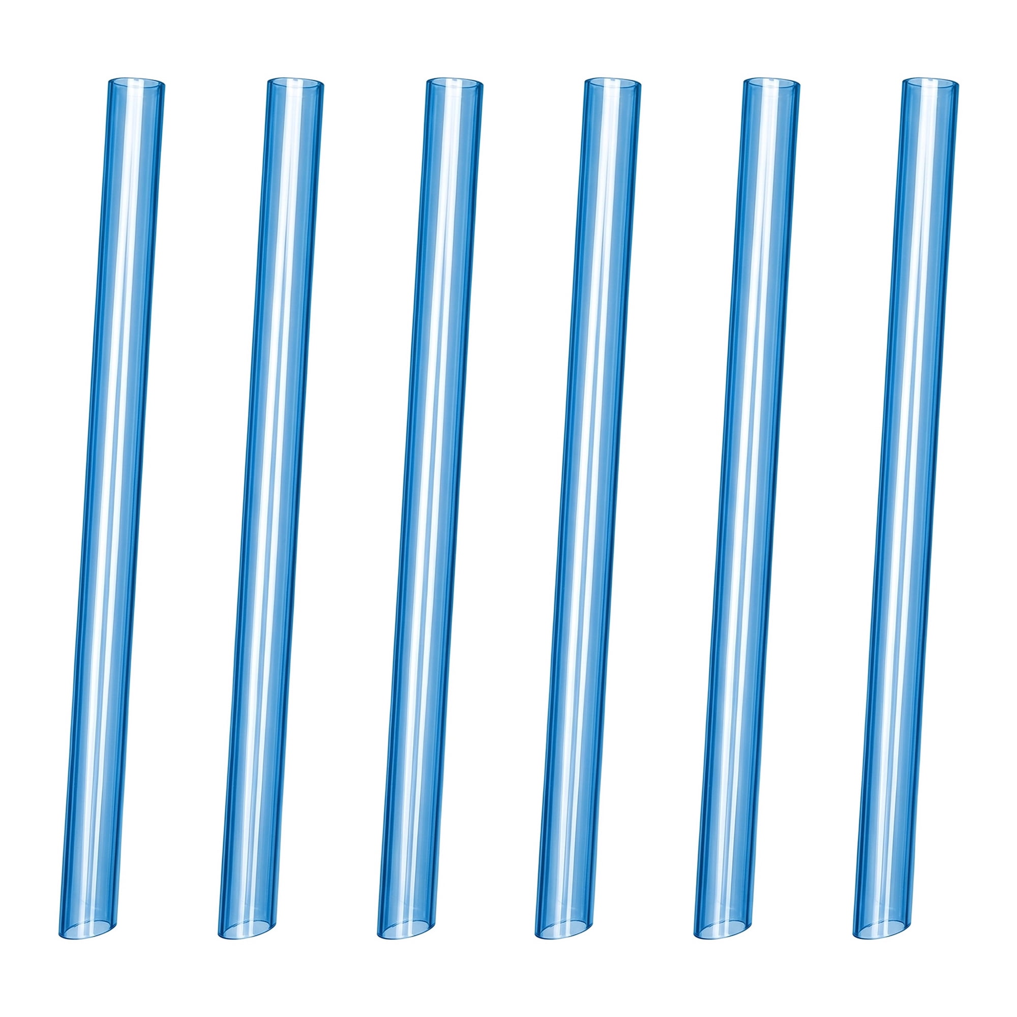 Unique Bargains 6Pcs Plastic Solid Color Dishwasher Safe Straws Blue