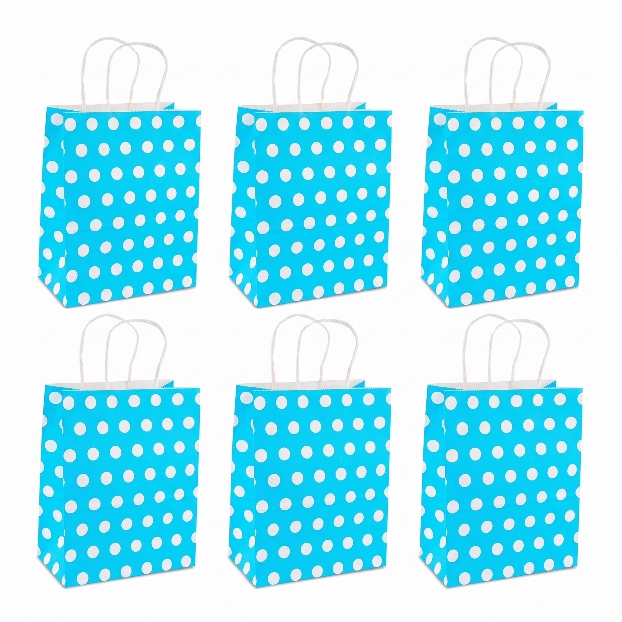 Unique Bargains 6Pcs Polka-dot Paper Gift Bag with Handles Blue 8.7" x 4.3" x 10.6"