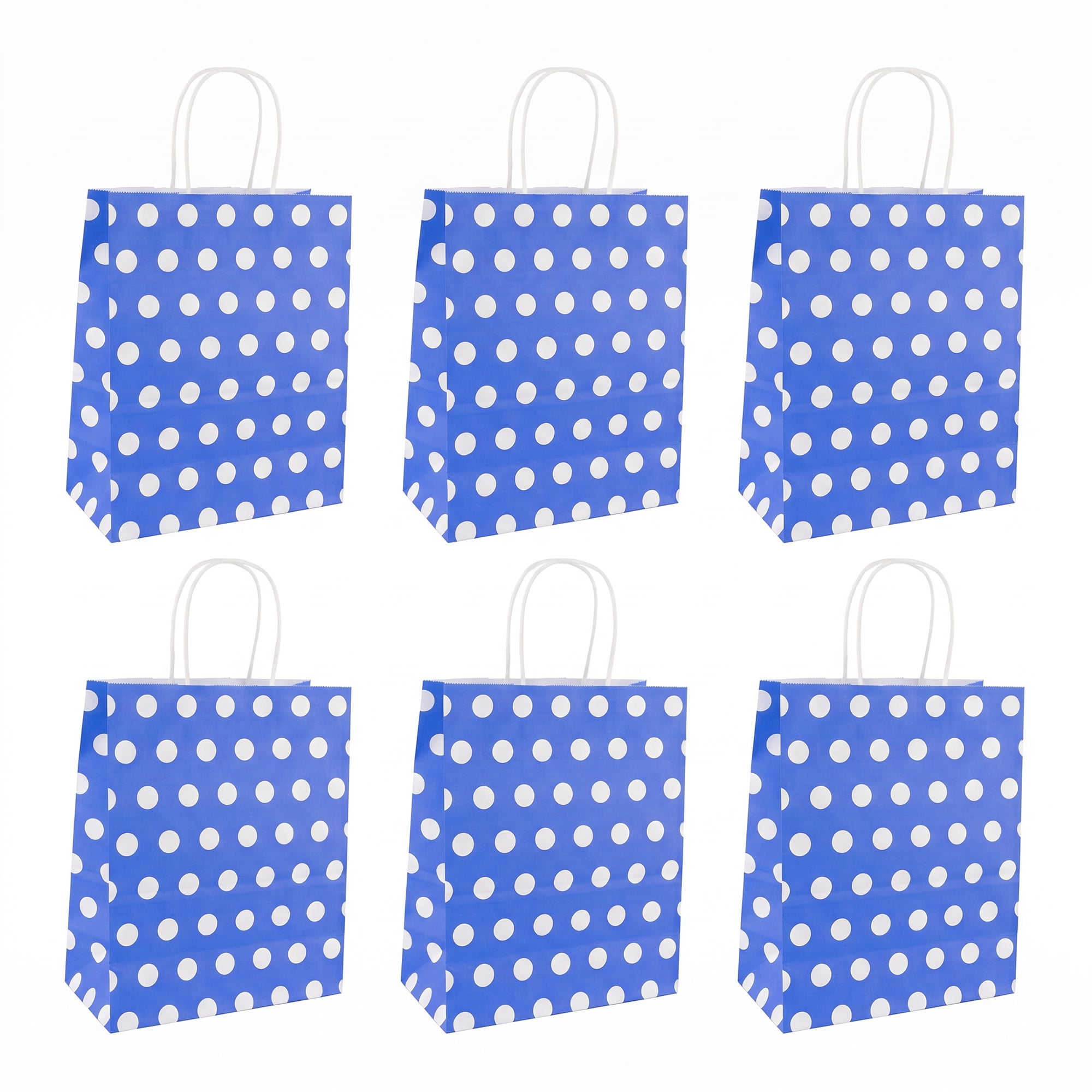 Unique Bargains 6Pcs Polka-dot Paper Gift Bag with Handles Royal Blue 6.3" x 3.1" x 8.7"