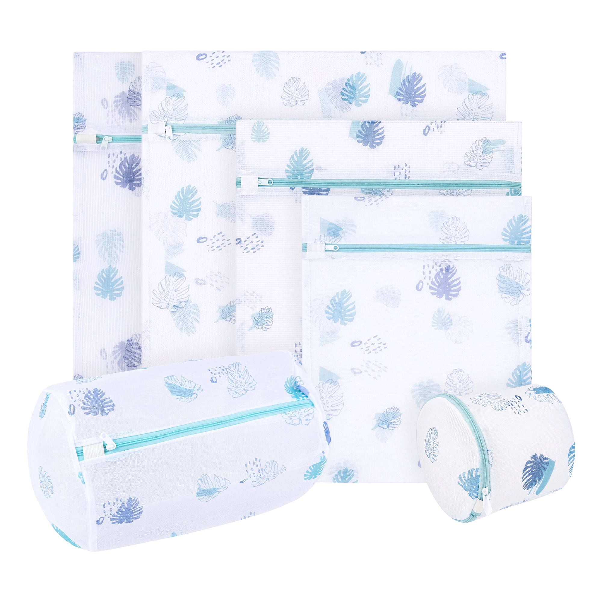 Polyester Mesh Durable Zipper Closure Laundry Bags for Delicates Blue 6Pcs