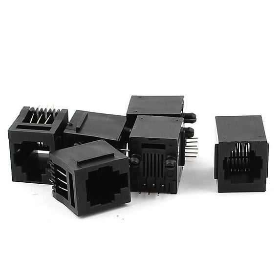 Unique Bargains 6Pcs Push in Type Head RJ11 6P6C Telephone Modular PCB Jacks Sockets Connectors