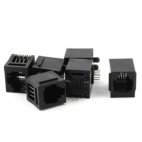 Unique Bargains 6Pcs Push in Type Head RJ11 6P6C Telephone Modular PCB Jacks Sockets Connectors