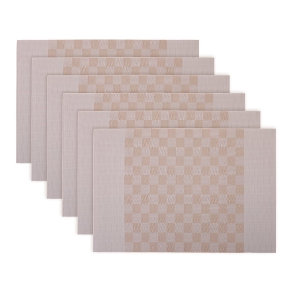 Unique Bargains 6Pcs Rectangle Washable Heat Resistant Table Mats Beige 17.7x11.8inch