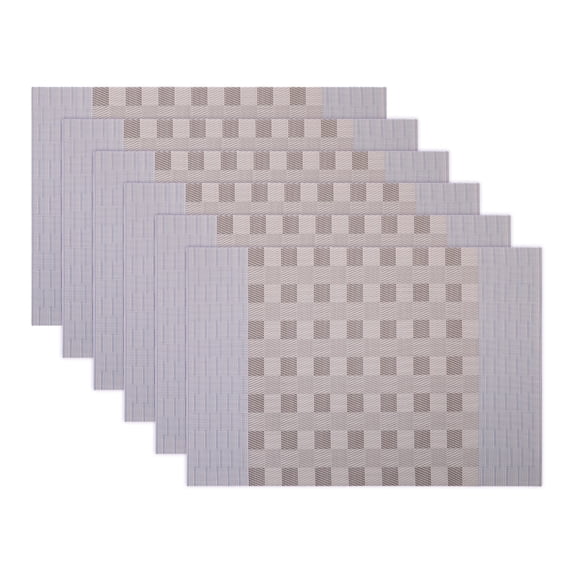 Unique Bargains 6Pcs Rectangle Washable Heat Resistant Table Mats Gray 17.7x11.8inch