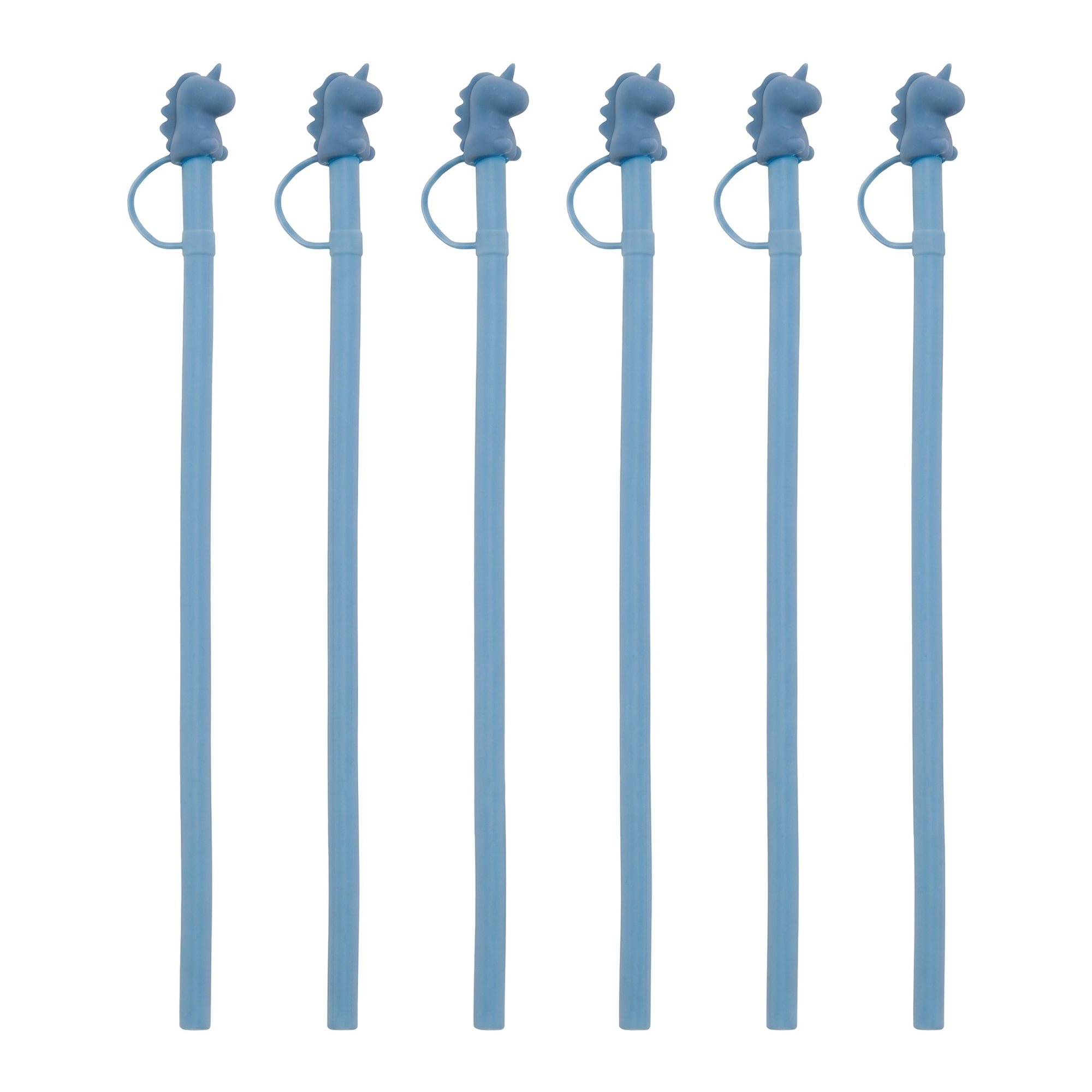 Unique Bargains 6Pcs Reusable Durable Dishwasher Safe Silicone Straws Blue A