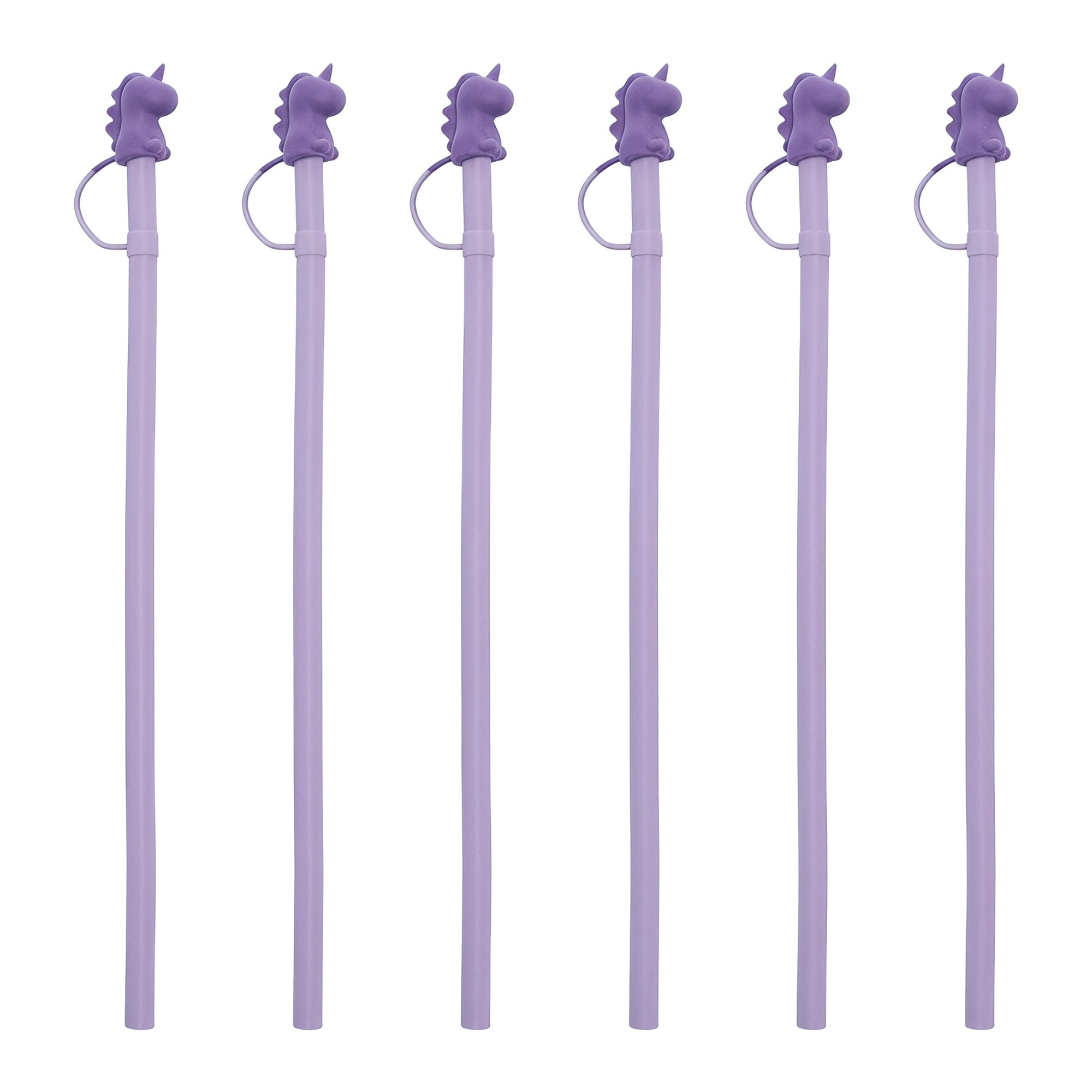 Unique Bargains 6Pcs Reusable Durable Dishwasher Safe Silicone Straws Purple A