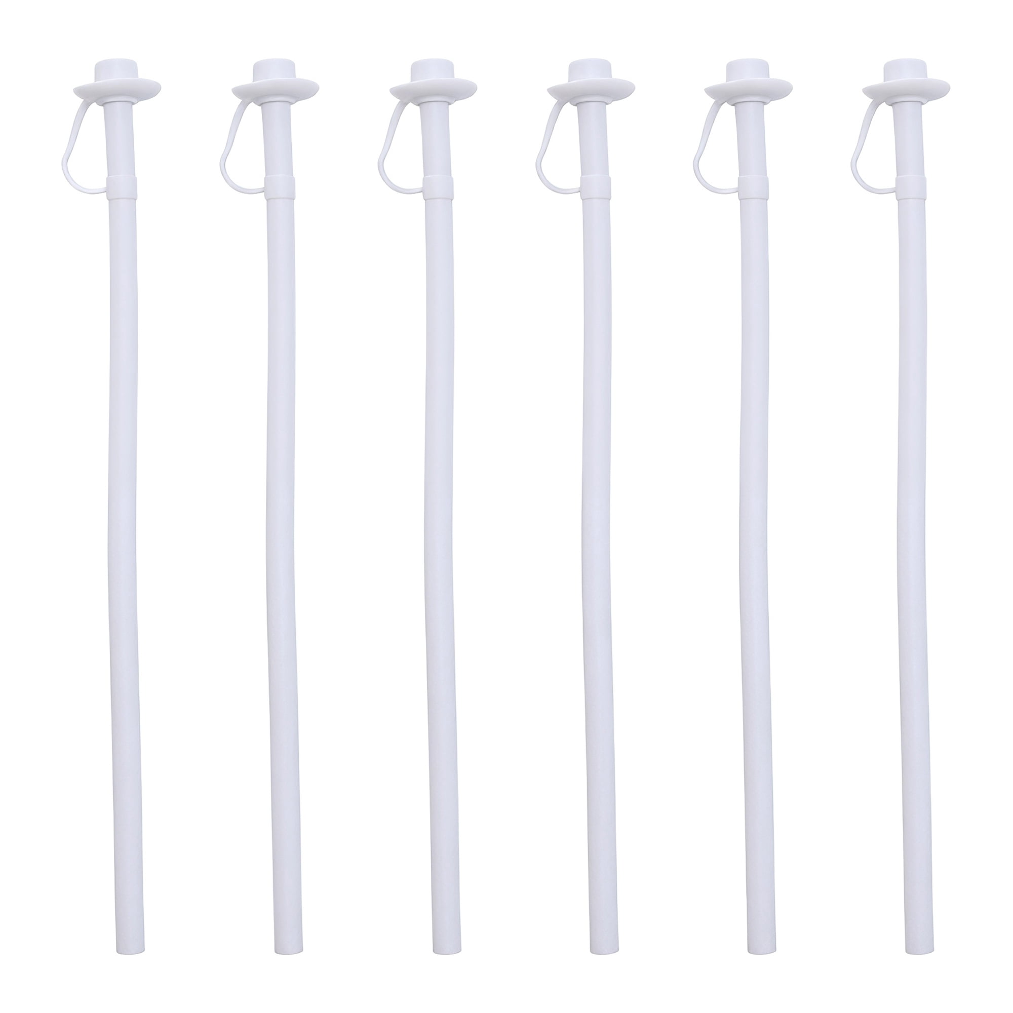 Unique Bargains 6Pcs Reusable Durable Dishwasher Safe Silicone Straws White B