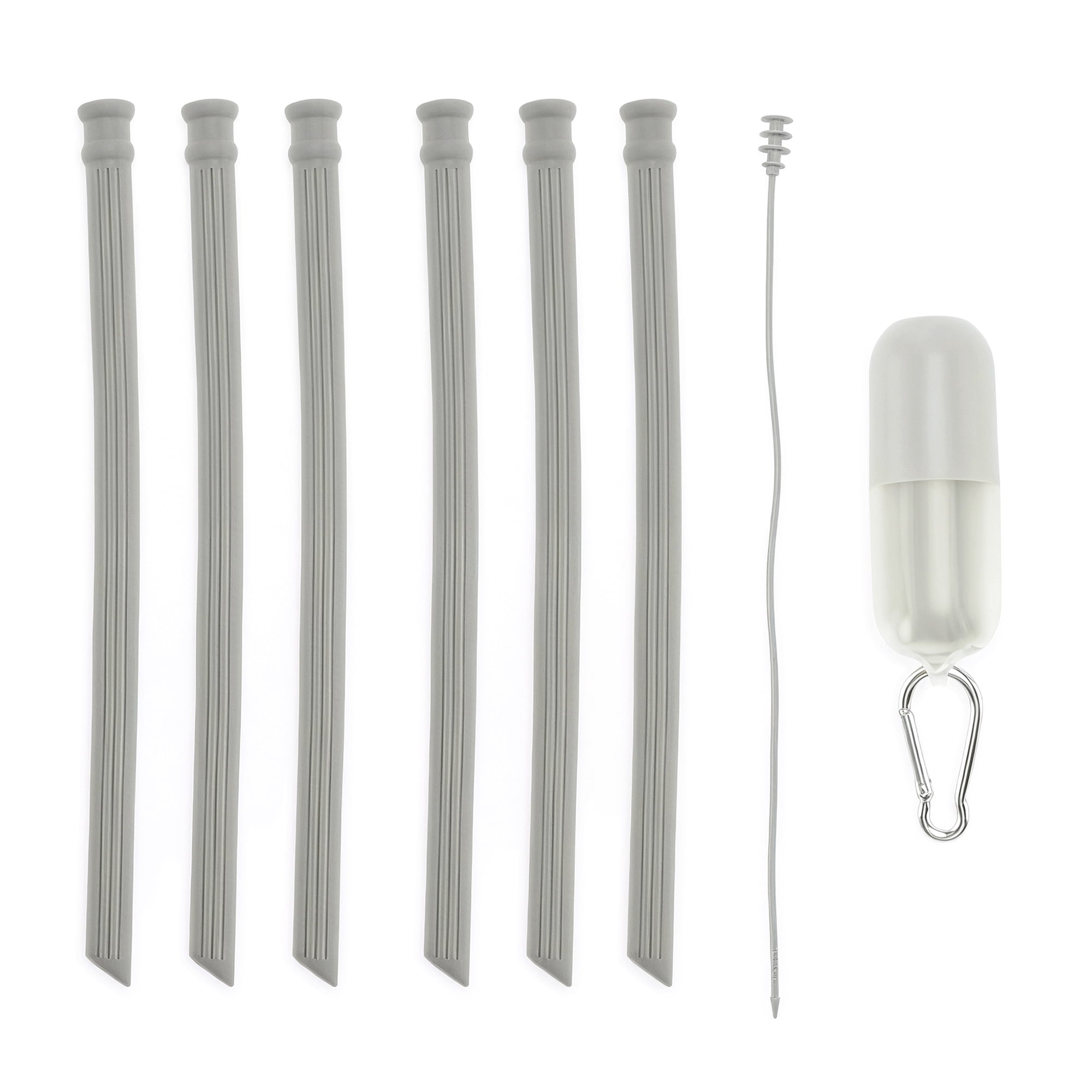 Unique Bargains 6Pcs Reusable Silicone Dishwasher Safe Straws Gray