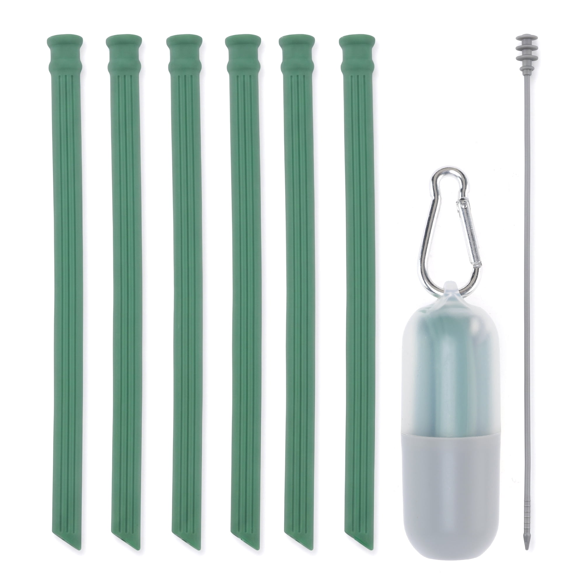 Unique Bargains 6Pcs Reusable Silicone Dishwasher Safe Straws Green