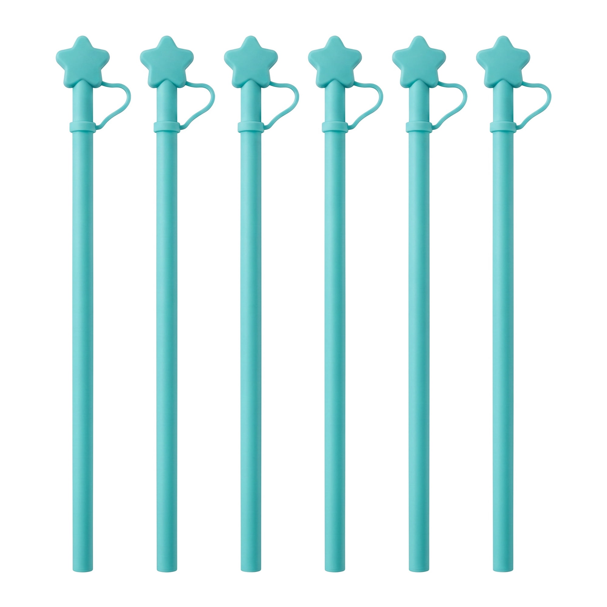Unique Bargains 6Pcs Reusable Silicone Straws Drinking Straws Blue B