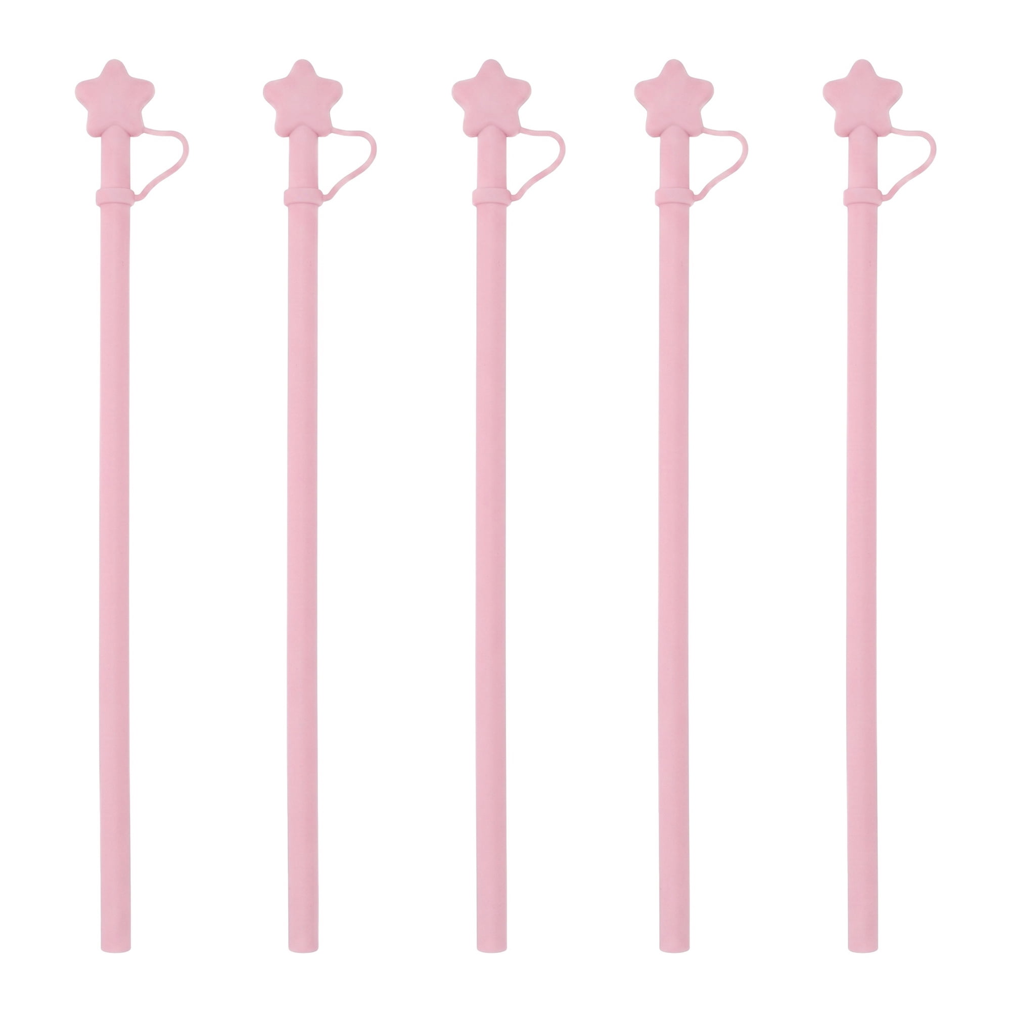 Unique Bargains 6Pcs Reusable Silicone Straws Drinking Straws Light Pink