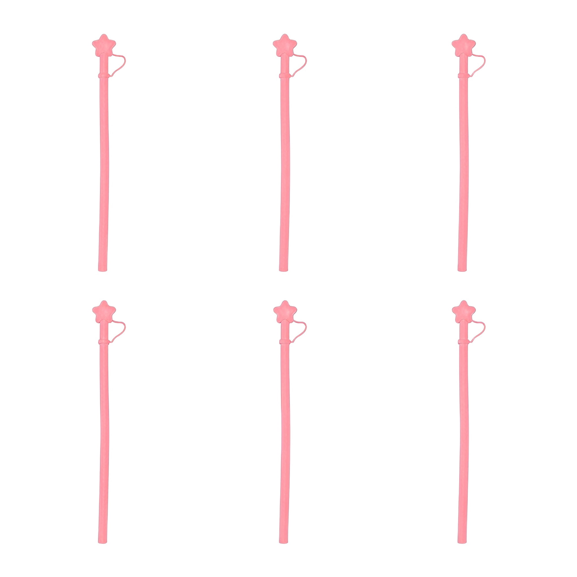 Unique Bargains 6Pcs Reusable Silicone Straws Drinking Straws Pink