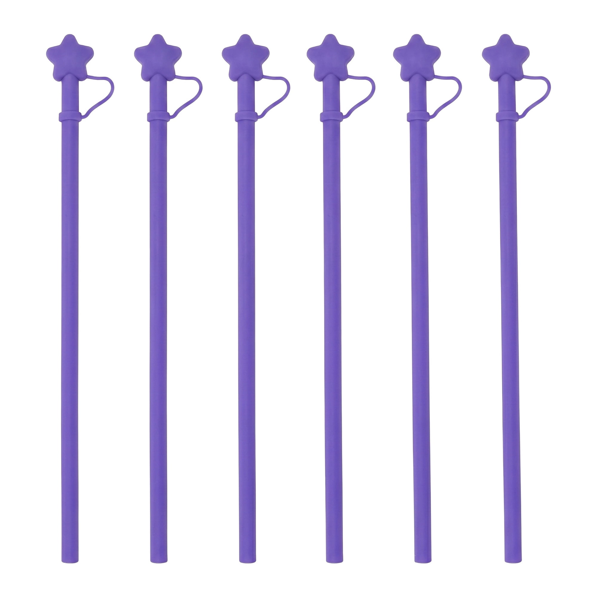 Unique Bargains 6Pcs Reusable Silicone Straws Drinking Straws Purple