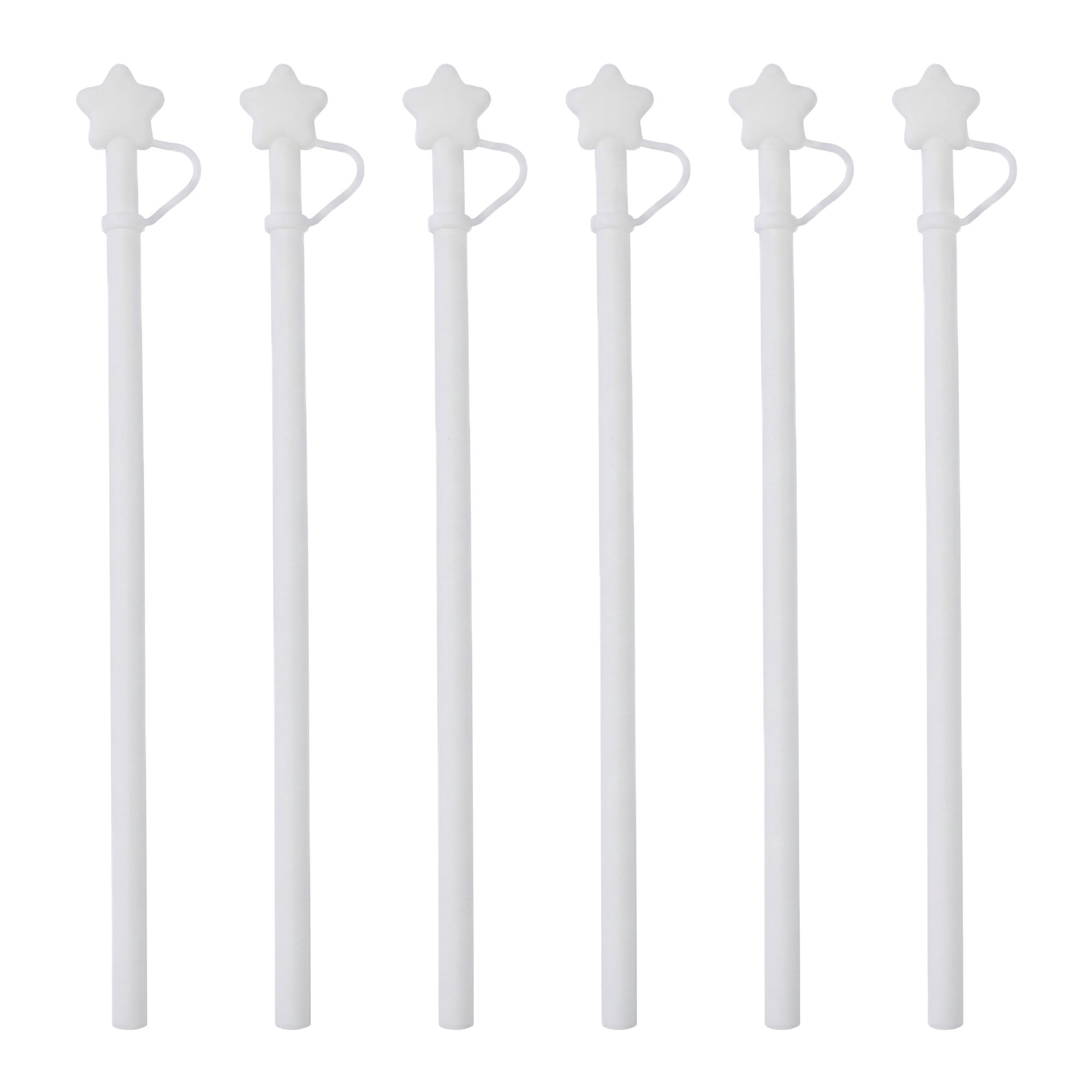 Unique Bargains 6Pcs Reusable Silicone Straws Drinking Straws White