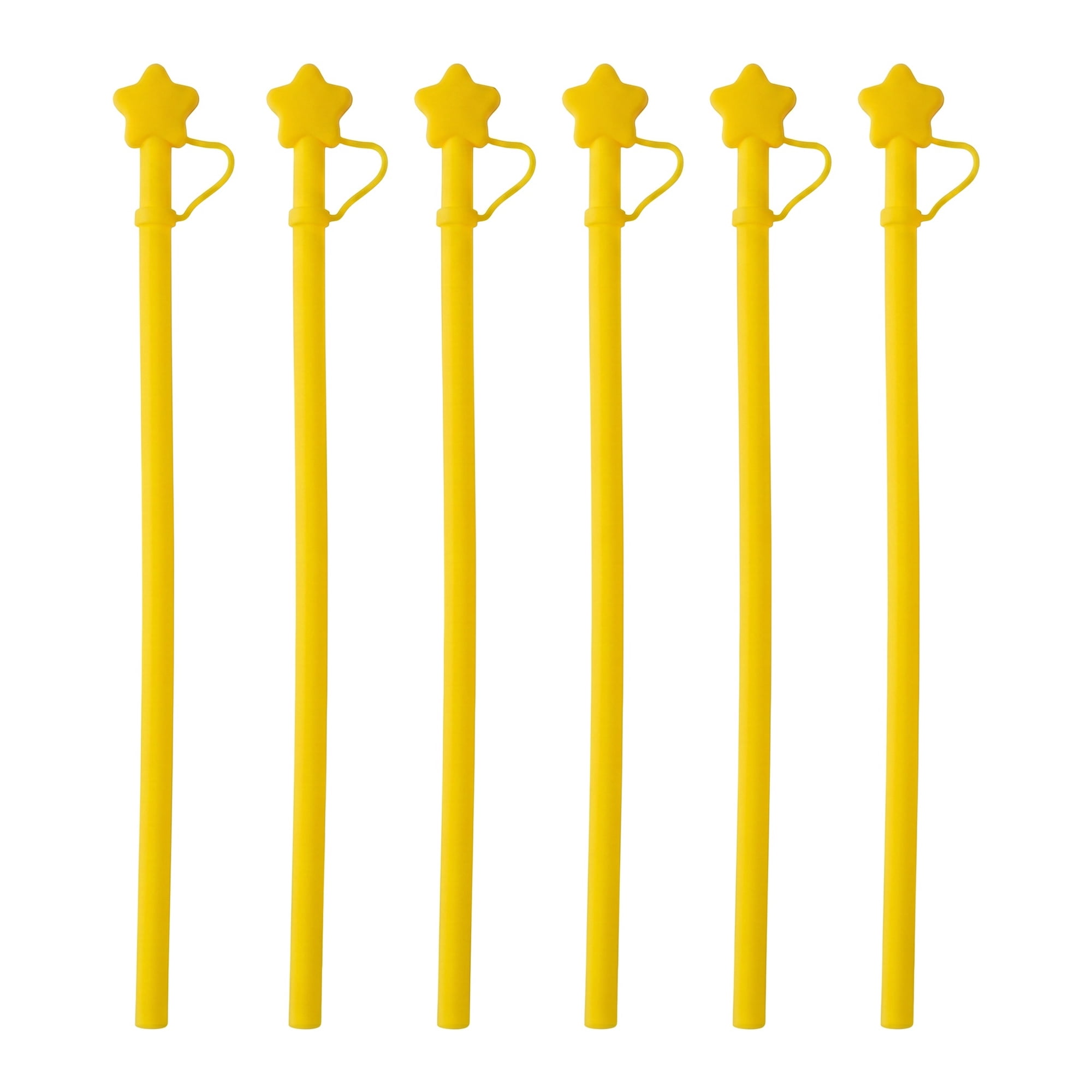 Unique Bargains 6Pcs Reusable Silicone Straws Drinking Straws Yellow