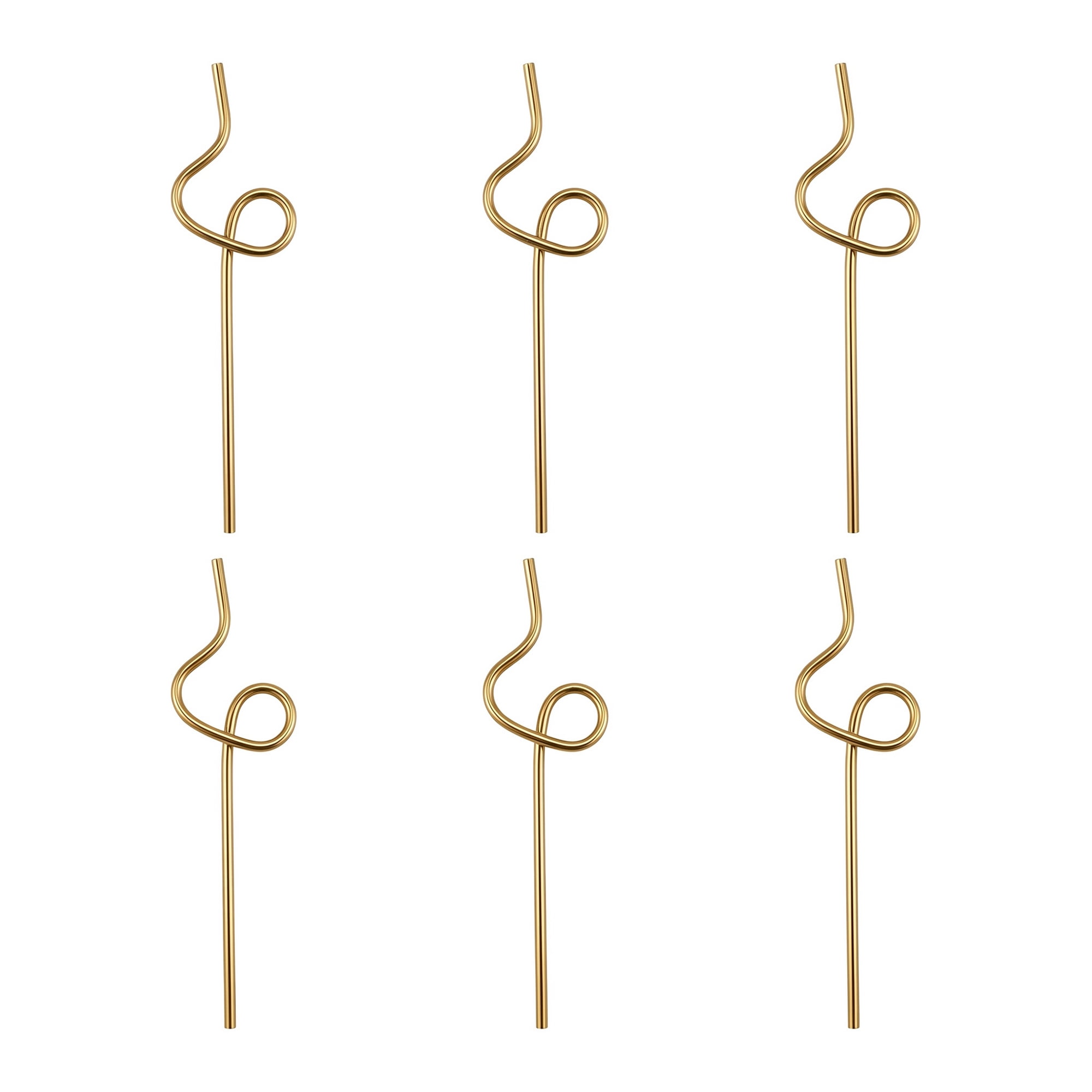 Unique Bargains 6Pcs Reusable Stainless Steel Straws for Daily Use Gold