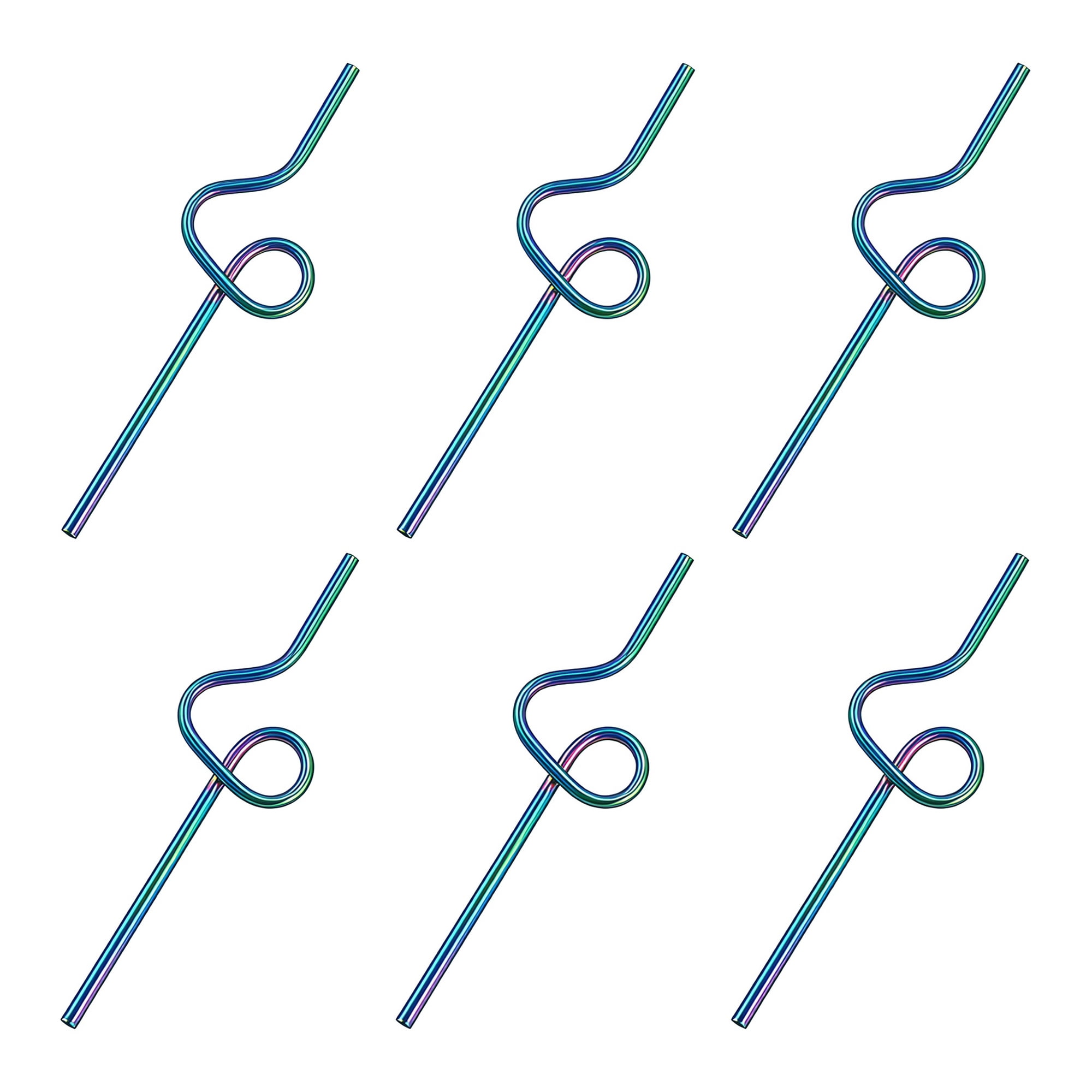 Unique Bargains 6Pcs Reusable Stainless Steel Straws for Daily Use Iridescent