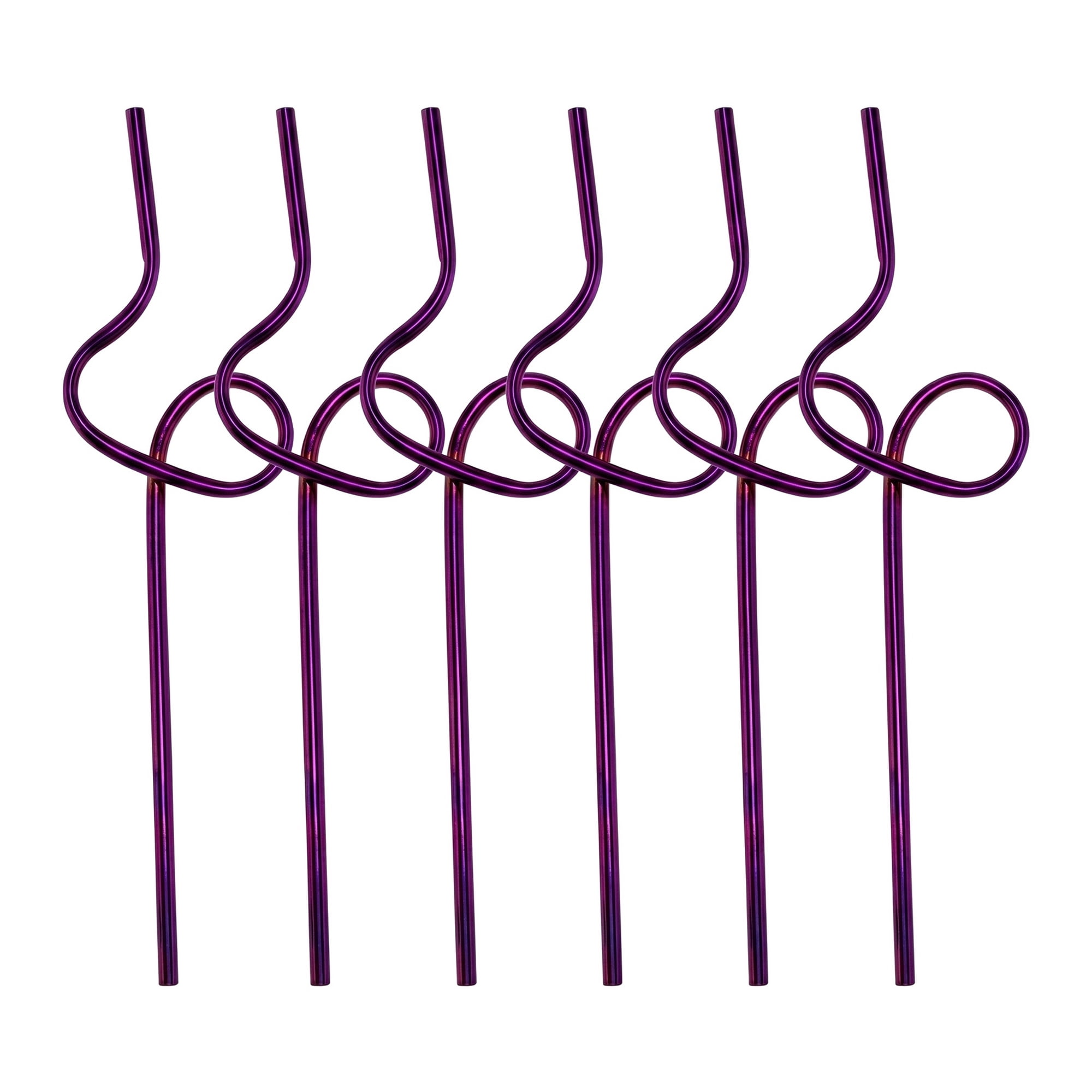 Unique Bargains 6Pcs Reusable Stainless Steel Straws for Daily Use Purple