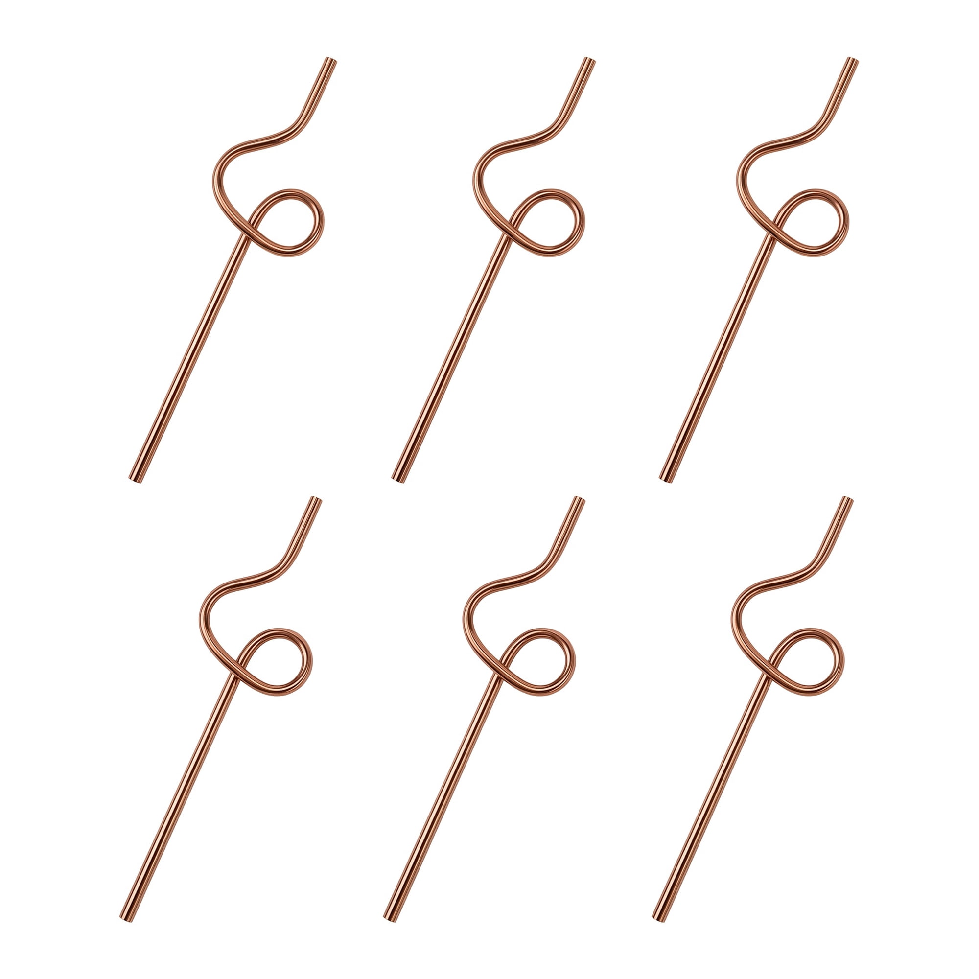 Unique Bargains 6Pcs Reusable Stainless Steel Straws for Daily Use Rose Gold