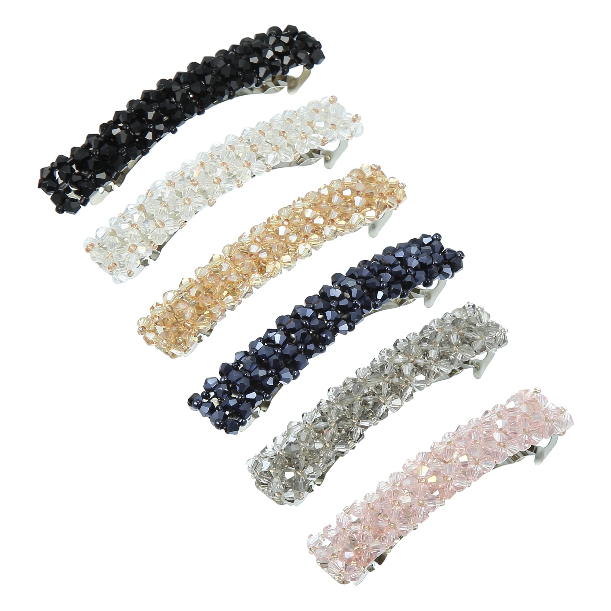Unique Bargains 6Pcs Rhinestone Hair Side Clip Hair Accessories Girls Pink