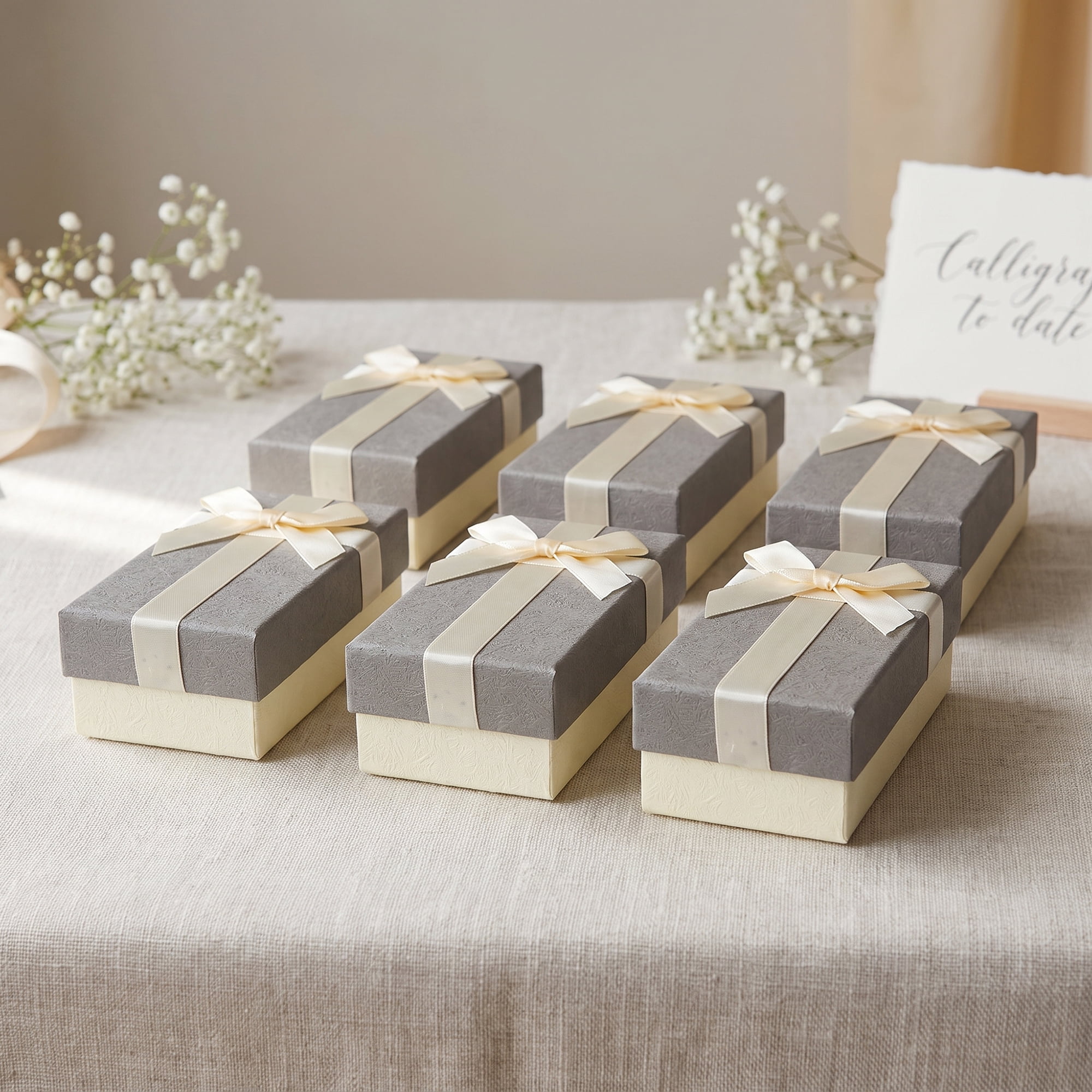 Unique Bargains 6Pcs Rigid Present Boxes for Gift Packaging Whitish Gray 5.5"x3.1"x2"