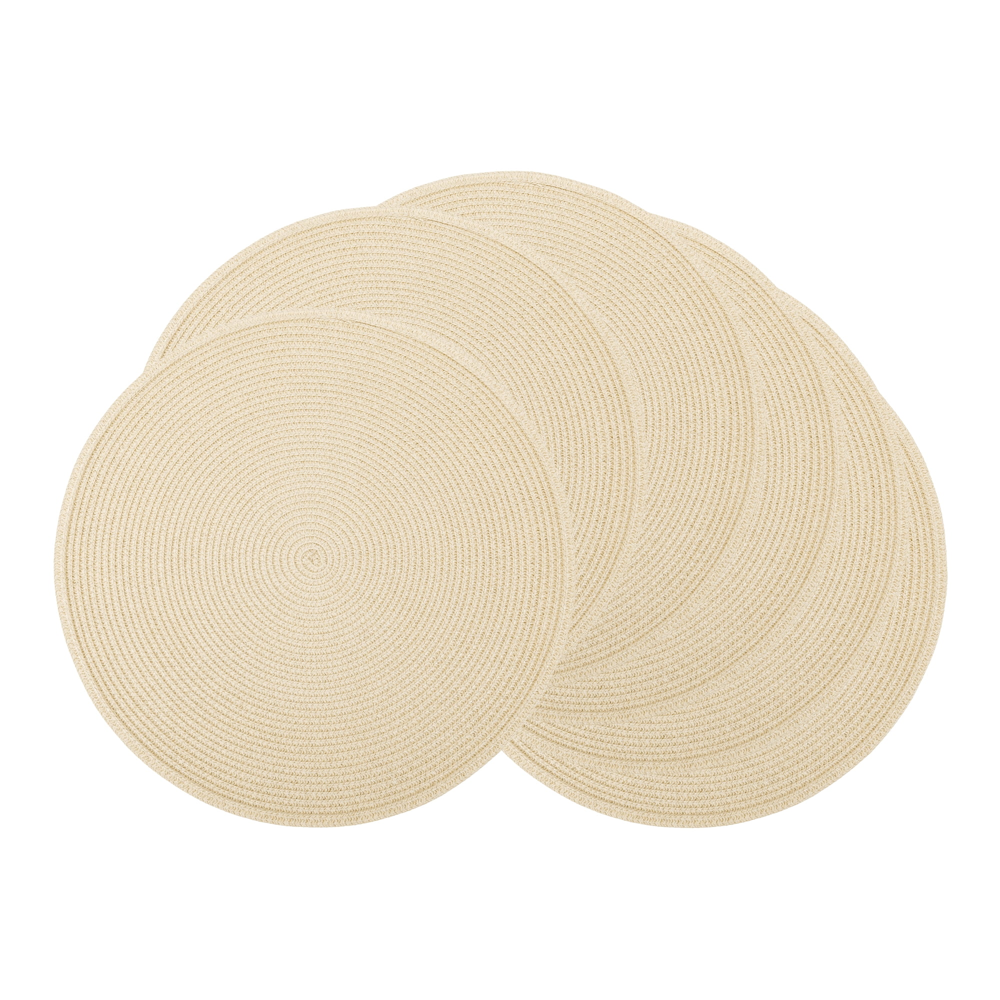 Unique Bargains 6Pcs Rustic Round Woven Dining Placemats Beige 15x15inch