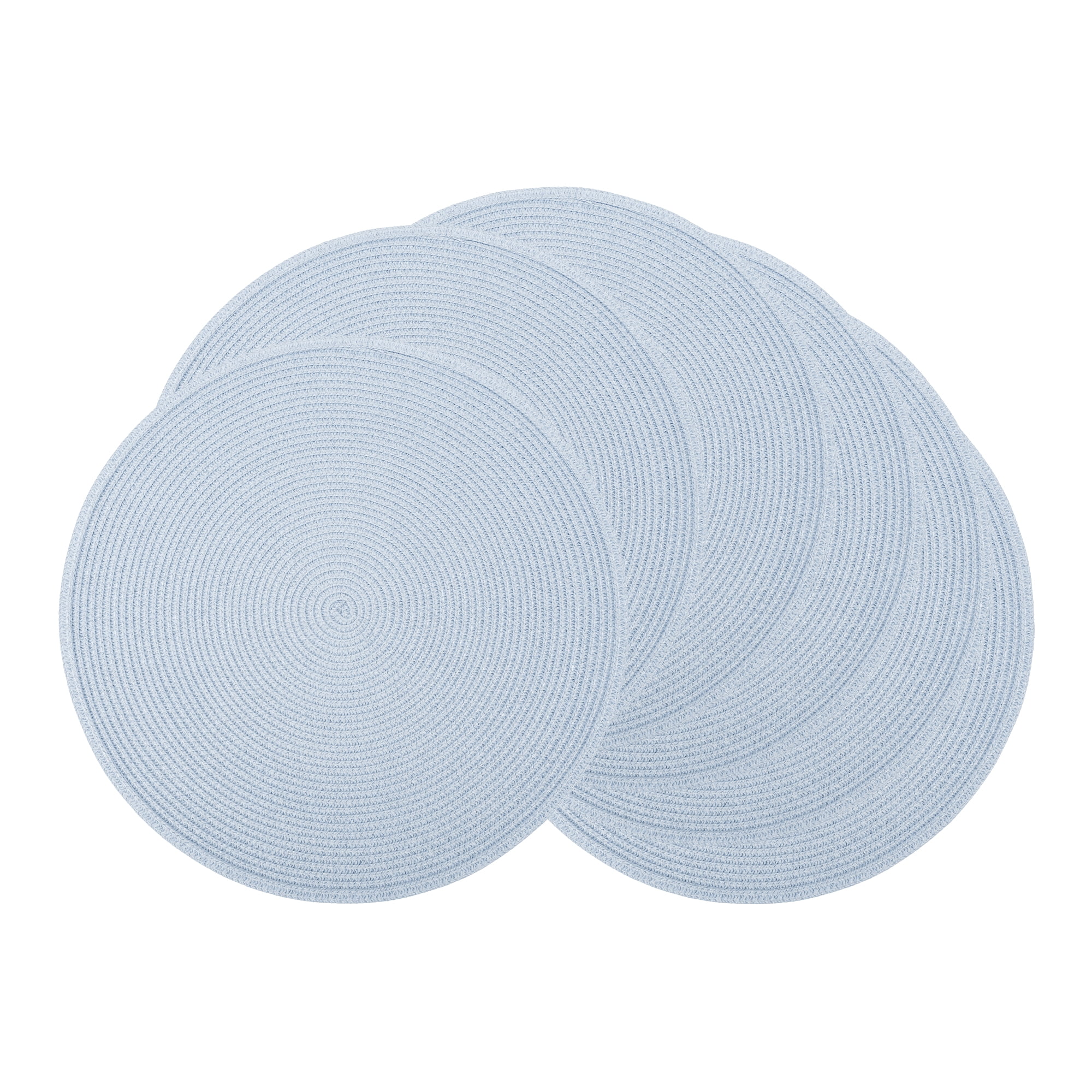 Unique Bargains 6Pcs Rustic Round Woven Dining Placemats Blue 15x15inch