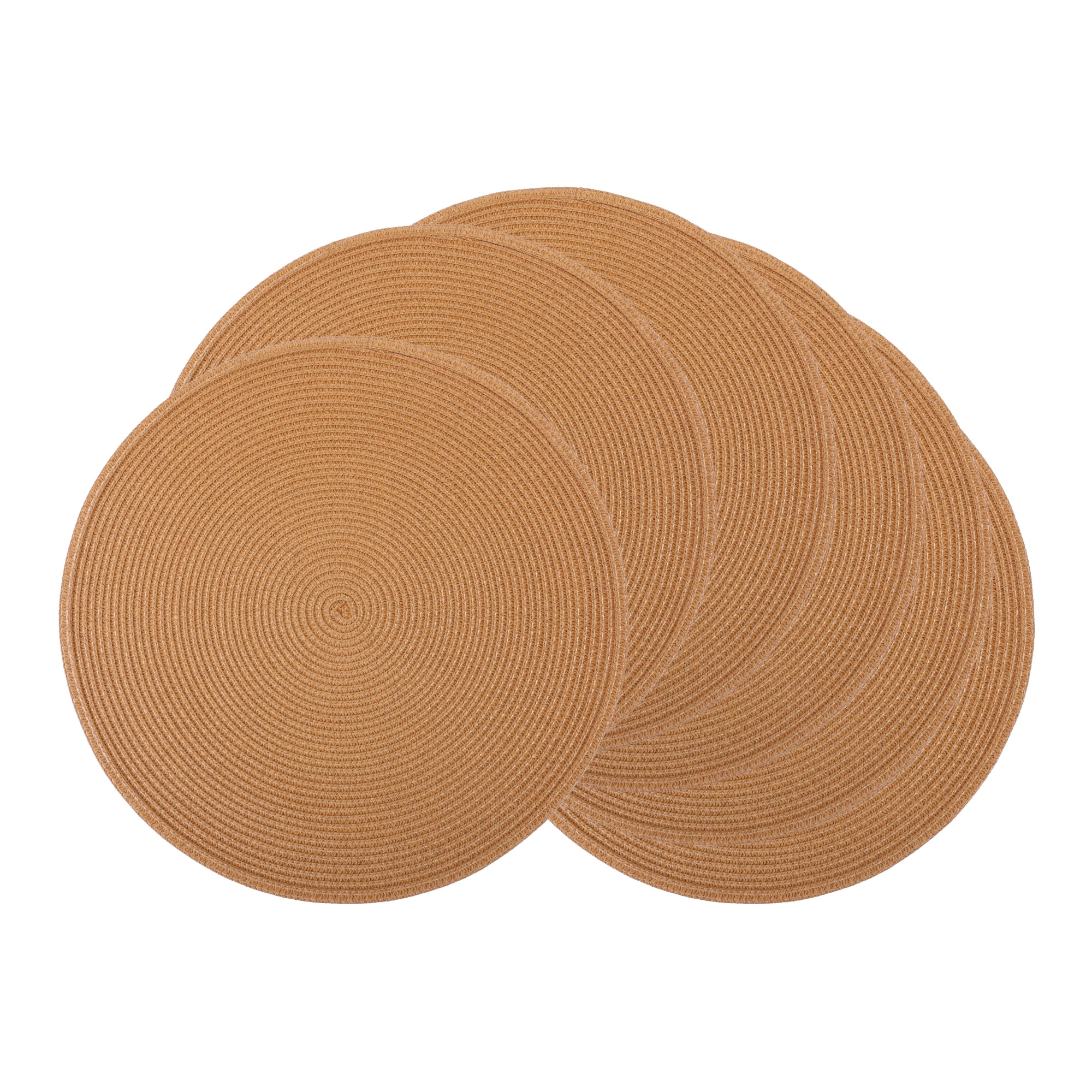 Unique Bargains 6Pcs Rustic Round Woven Dining Placemats Dark Brown 15x15inch
