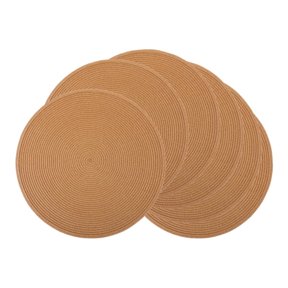 Unique Bargains 6Pcs Rustic Round Woven Dining Placemats Dark Brown 15x15inch