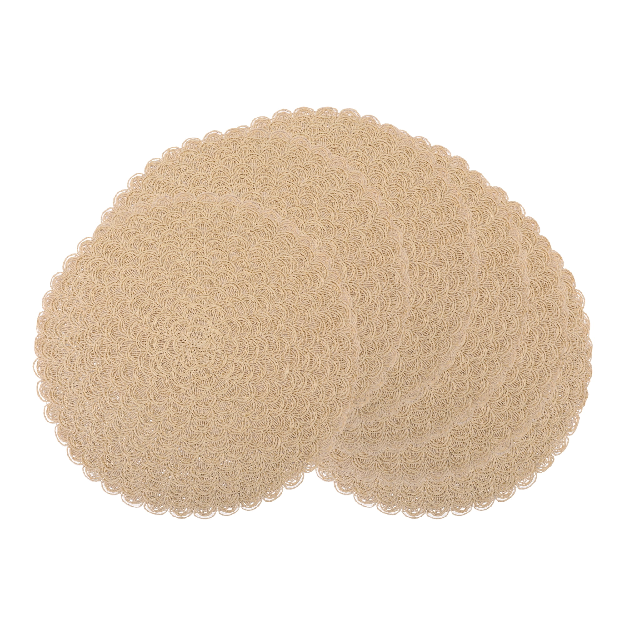 Unique Bargains 6Pcs Rustic Woven Dining Placemats Beige/Beige 15x15inch