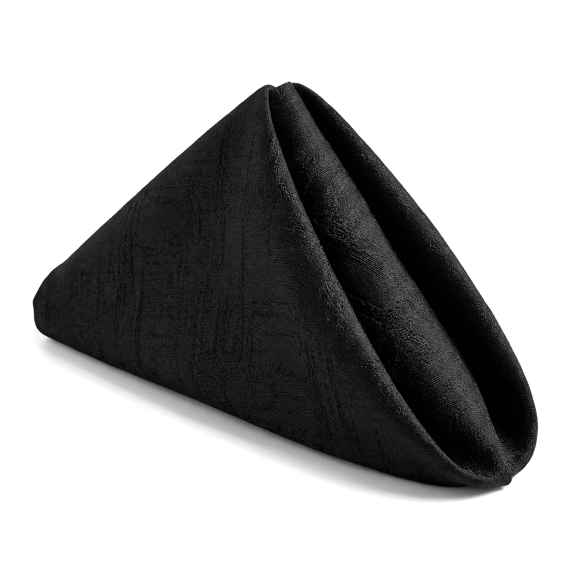 Unique Bargains 6Pcs Satin Washable Reusable Cloth Napkins Black 20x20inch
