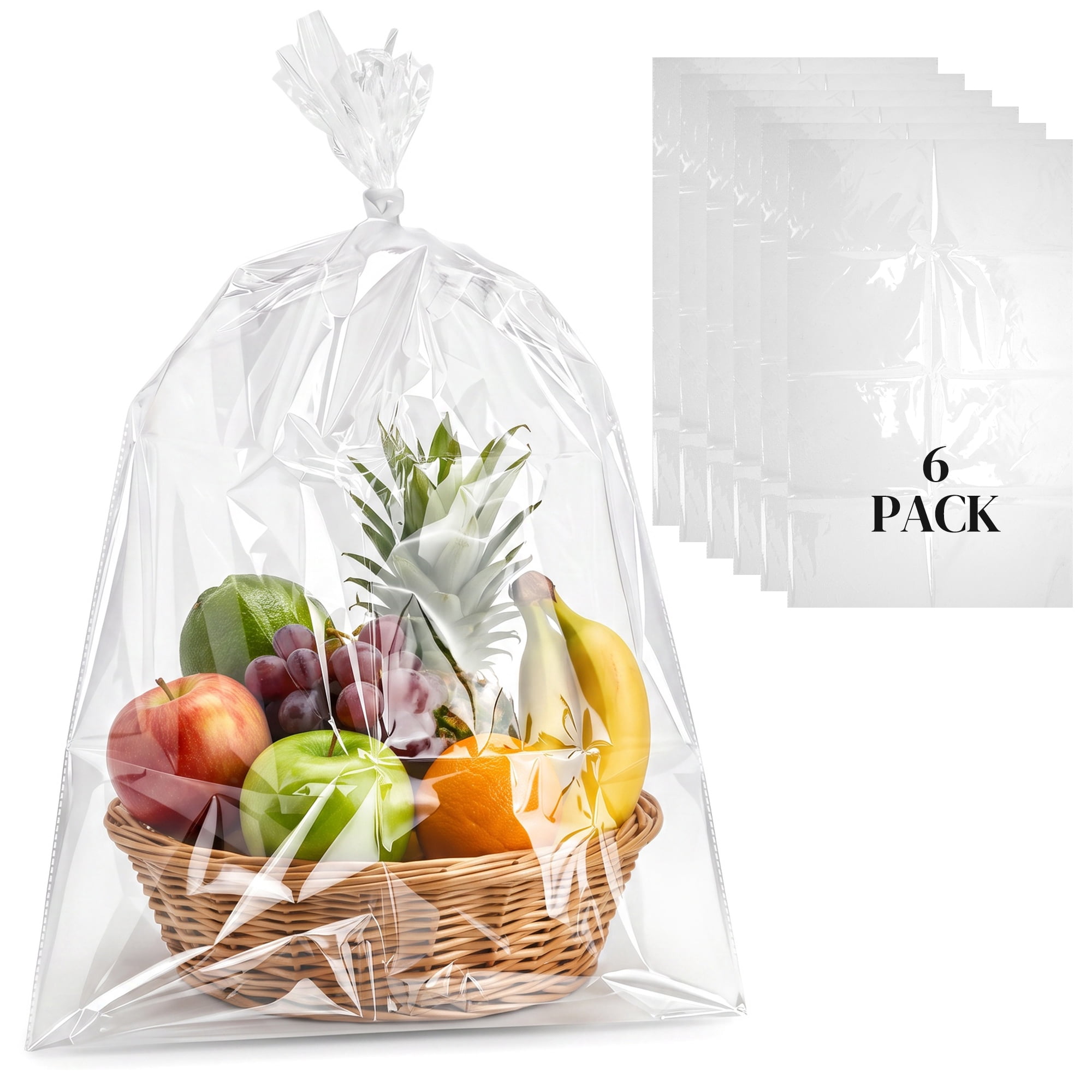 Unique Bargains 6Pcs Thick Anti Burst Gift Wrap Bags Clear 39.8" x 59.1"