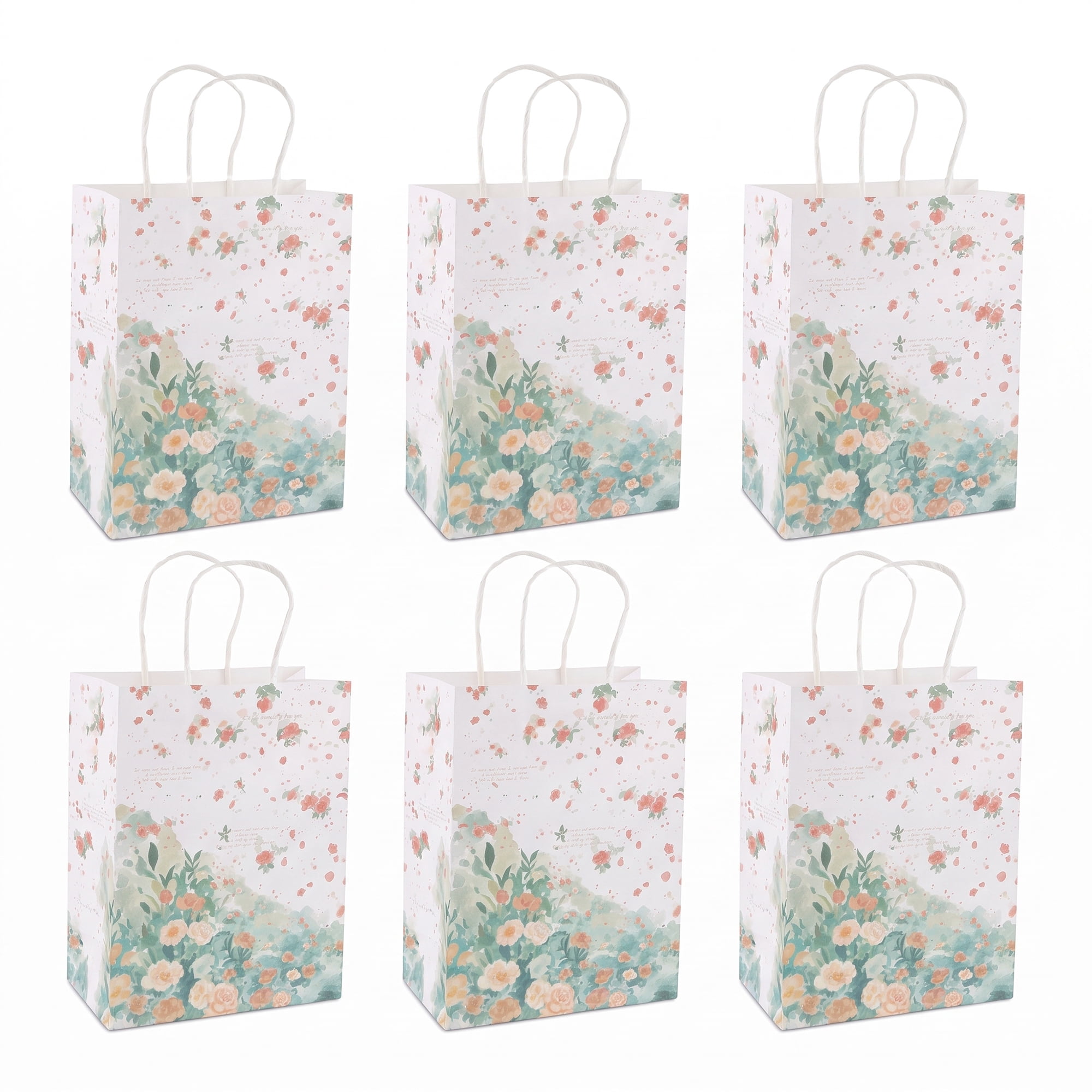 Unique Bargains 6Pcs Thick Cartoon Paper Gift Bags with Handles Rose 8.3" x 4.3" x 10.6"