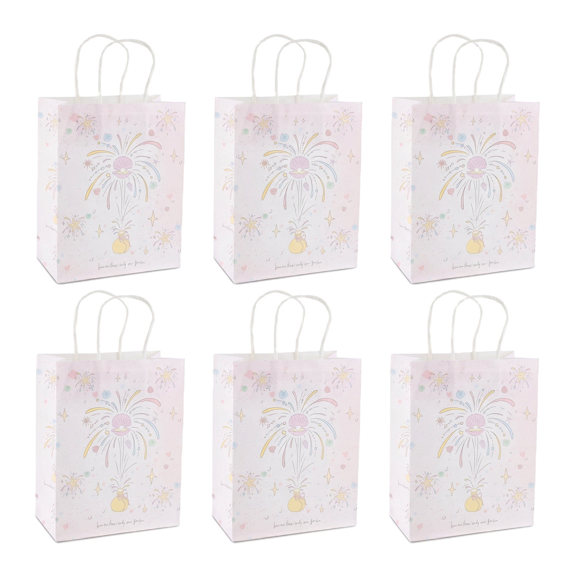 Unique Bargains 6Pcs Thick Paper Gift Bags with Handles Firework 8.3" x 4.3" x 10.6"