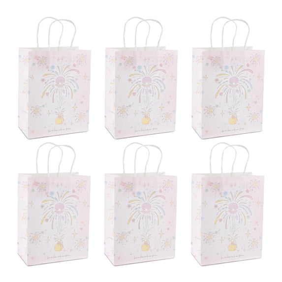 Unique Bargains 6Pcs Thick Paper Gift Bags with Handles Firework 8.3" x 4.3" x 10.6"