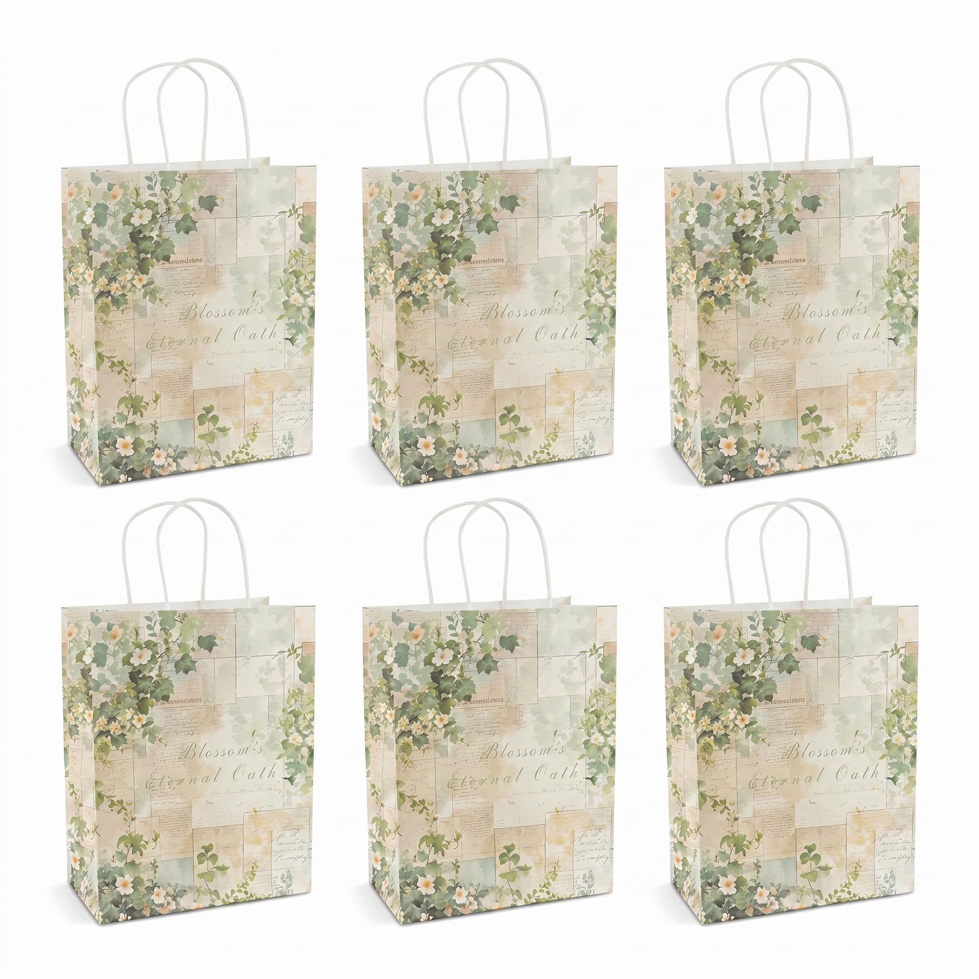 Unique Bargains 6Pcs Thick Paper Gift Bags with Handles Gardenia 8.3" x 4.3" x 10.6"