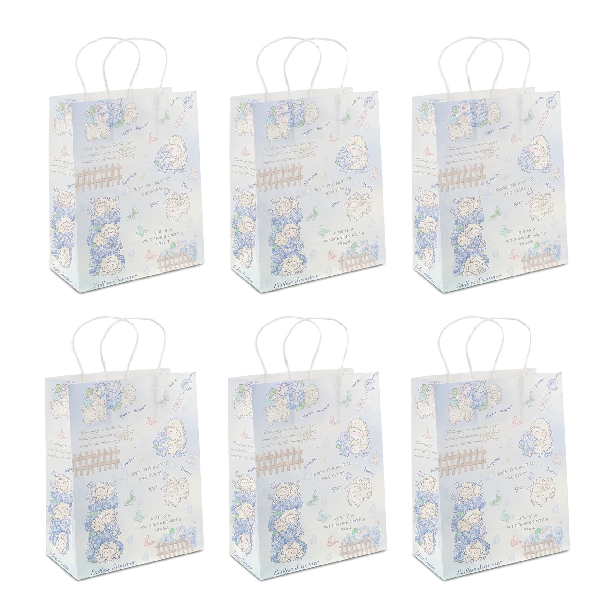 Unique Bargains 6Pcs Thick Paper Gift Bags with Handles Purple Sheep 8.3" x 4.3" x 10.6"