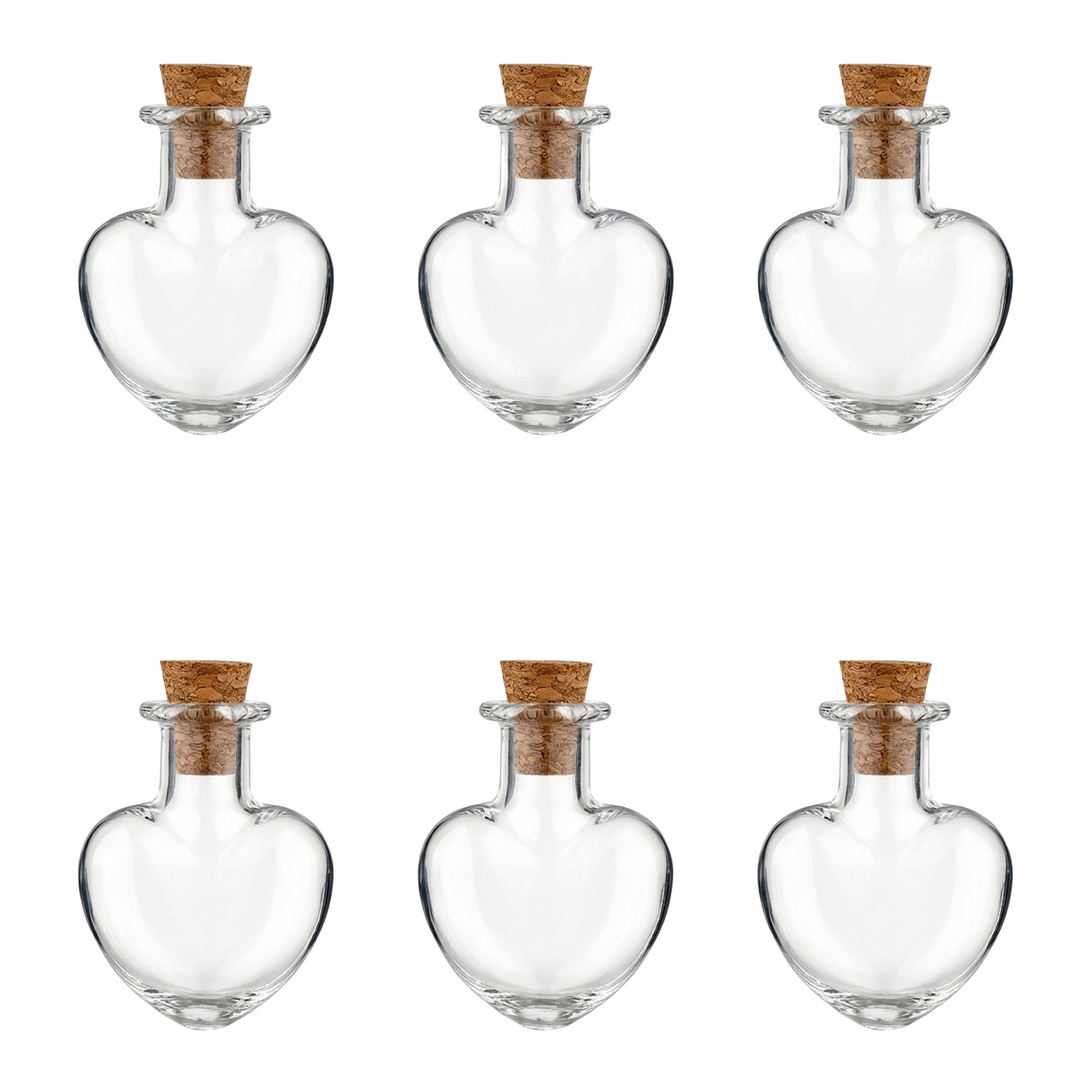 Unique Bargains 6Pcs Tiny Glass Bottles with Cork Stoppers Heart Shaped 1" x 1" x 1.4"