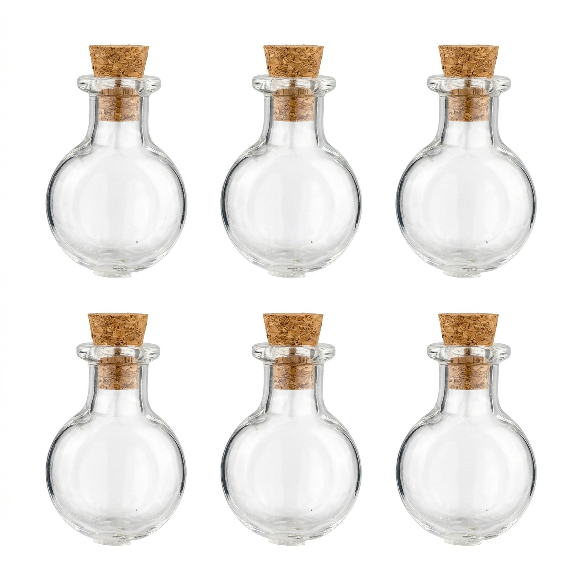 Unique Bargains 6Pcs Tiny Glass Bottles with Cork Stoppers Oval Shaped 0.8" x 0.8" x 1.2"