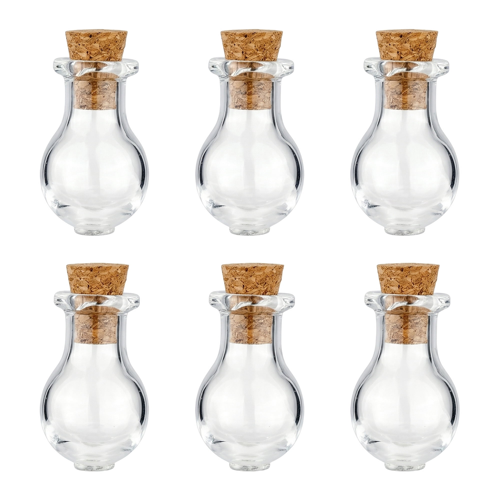 Unique Bargains 6Pcs Tiny Glass Bottles with Cork Stoppers Spherical 0.6" x 0.6" x 1.2"