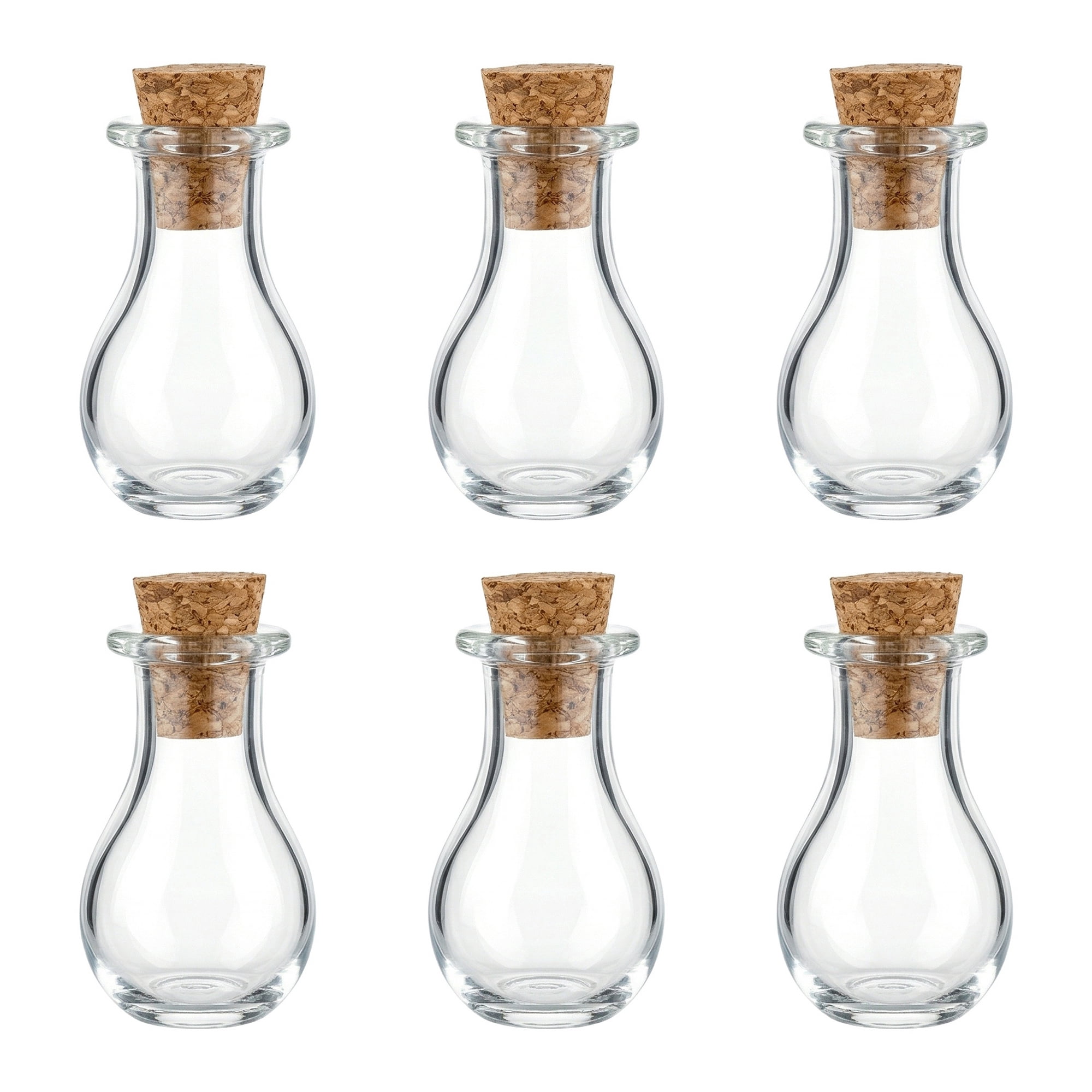 Unique Bargains 6Pcs Tiny Glass Bottles with Cork Stoppers Teardrop 0.6" x 0.6" x 1.2"